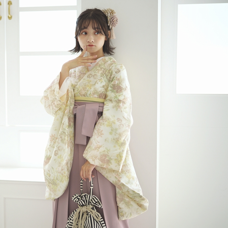 袴 卒業式 購入 2尺袖着物+袴の2点セット utatane レトロ 袴セット 花