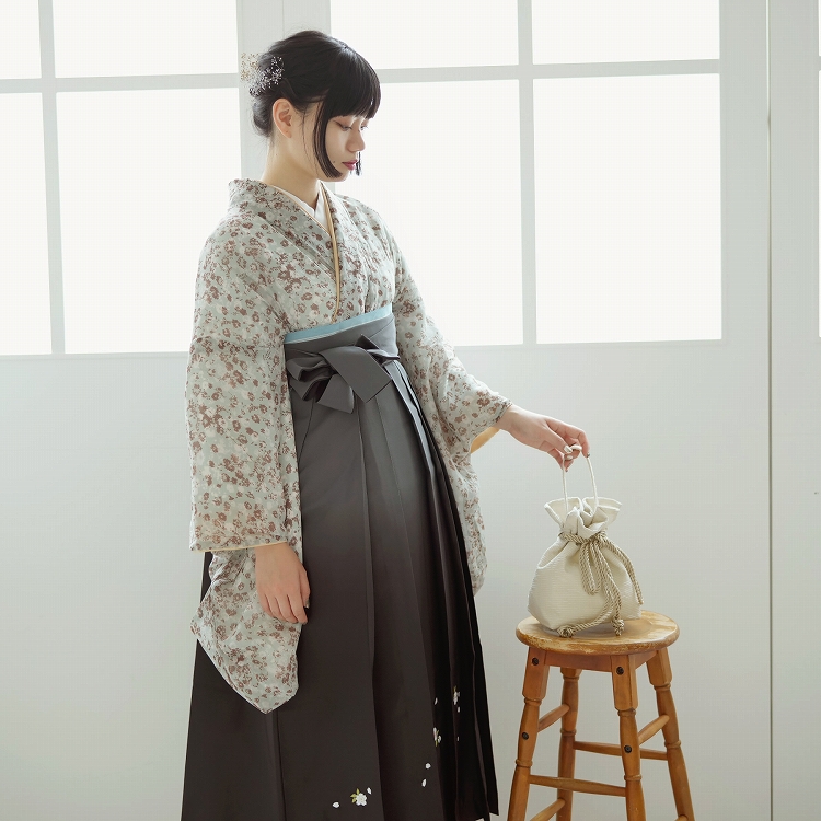 utatane 袴 卒業式 購入 2尺袖着物+袴の2点セット レトロ 袴セット 花 