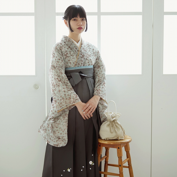 【utatane】ひよこ商店 二尺袖(重ね襟縫い付け済み） utatane｜ひよこ商店/(W)ひよこ商店 2尺袖着物 袴 2点セット 袴