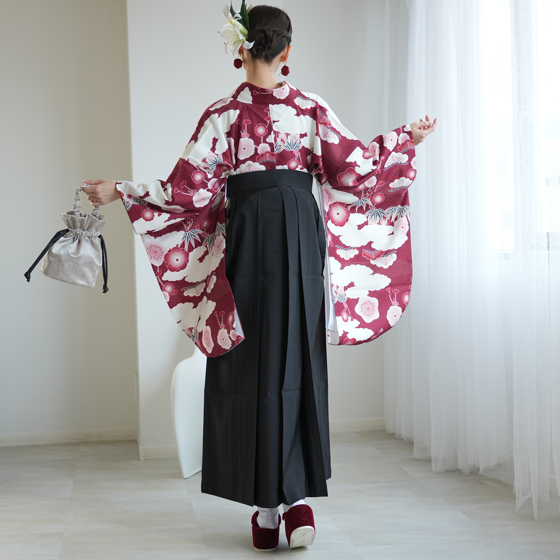 袴 卒業式 大学生 販売 ひよこ商店 袴と着物の2点セット 元禄梅模様
