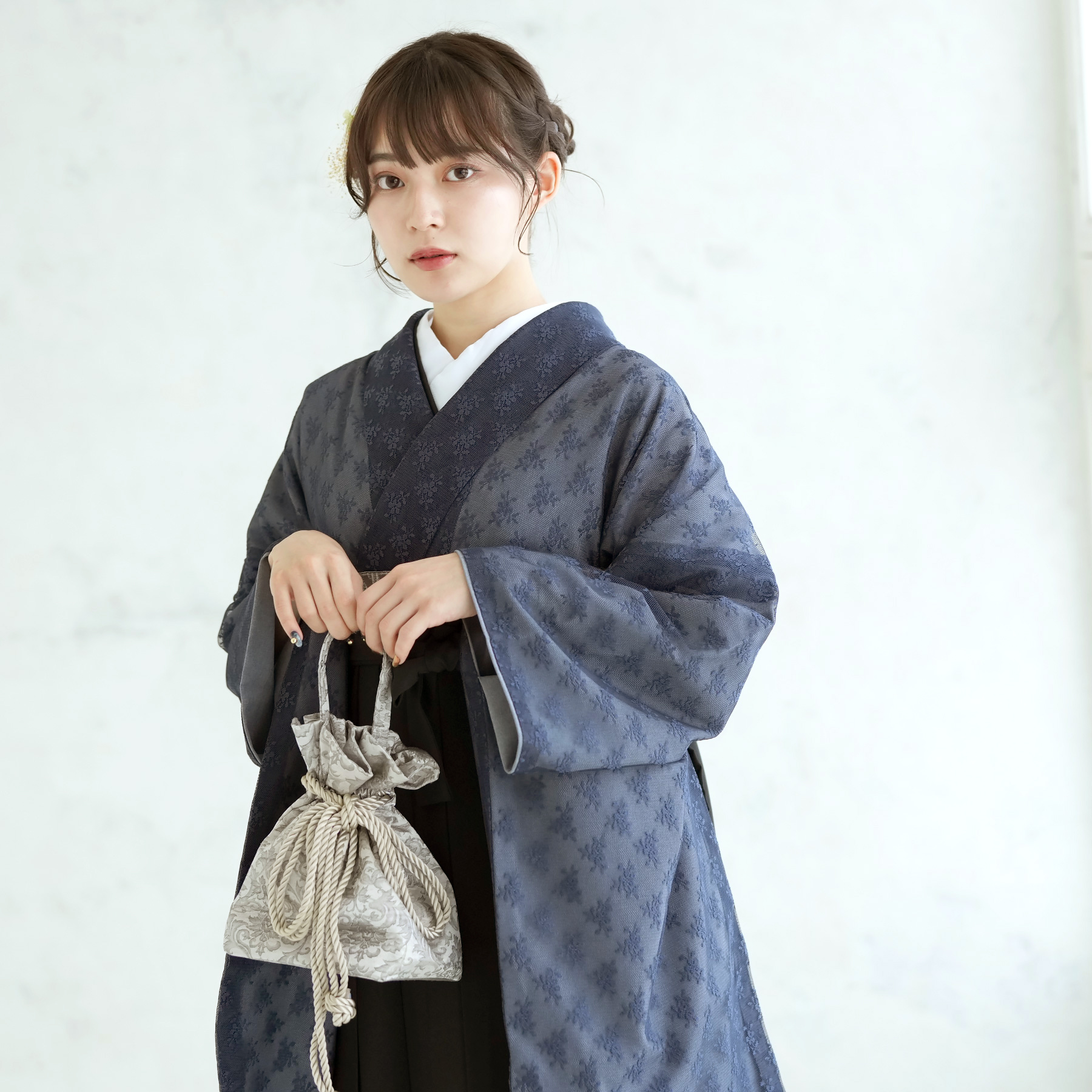 半幅帯 八重山みんさー ミンサー半幅帯 単品 草木染 ネイビー 白