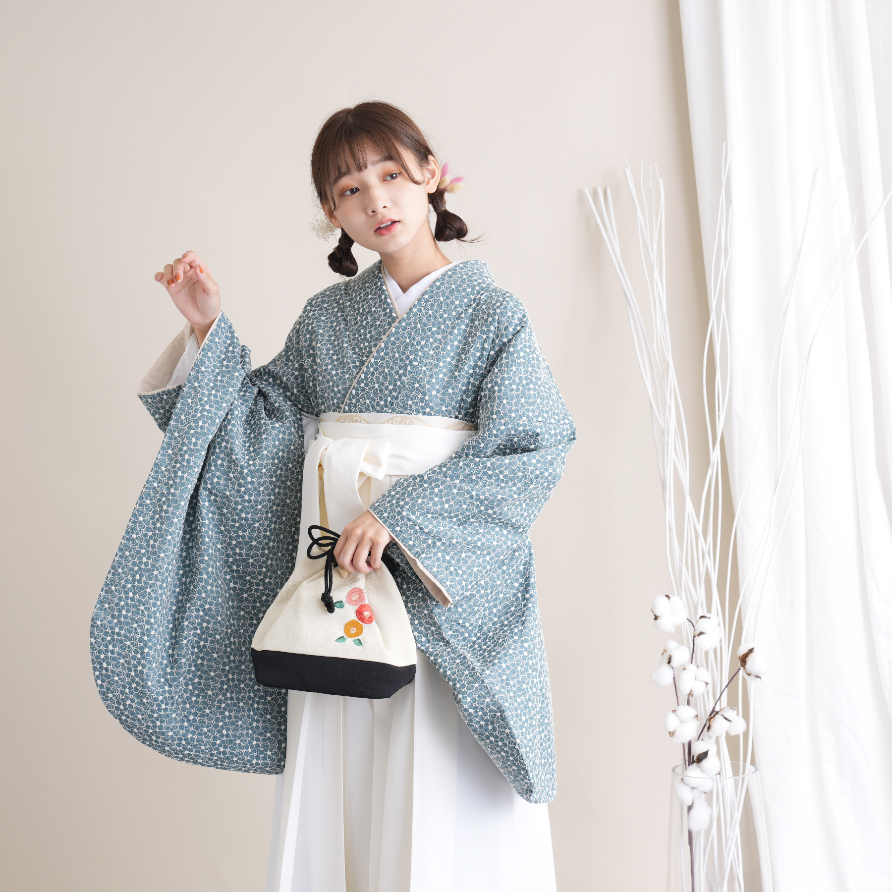 utatane 袴セット 卒業式 utatane 袴 卒業式 購入 2尺袖着物+袴の2点セット レトロ 袴セット 花