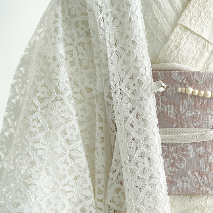 レース 羽織 着物 女性 おしゃれ ニコアンティーク レトロ 白系