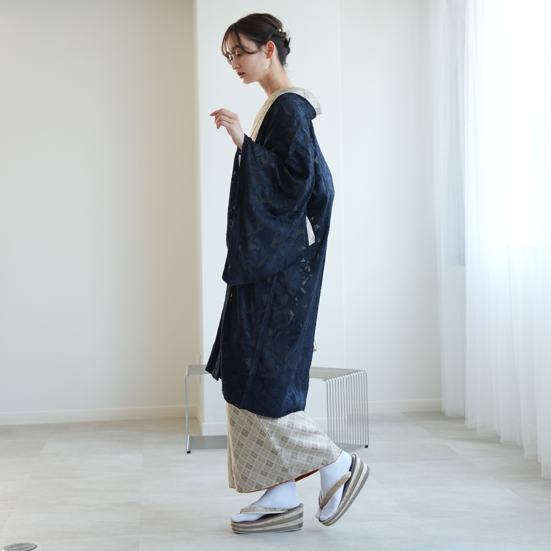 boboutic コットン100編み模様入り羽織ベルト付き　イタリア製 ichi Antiquite's, イチアンティークス, 1000619, Cotton Yak