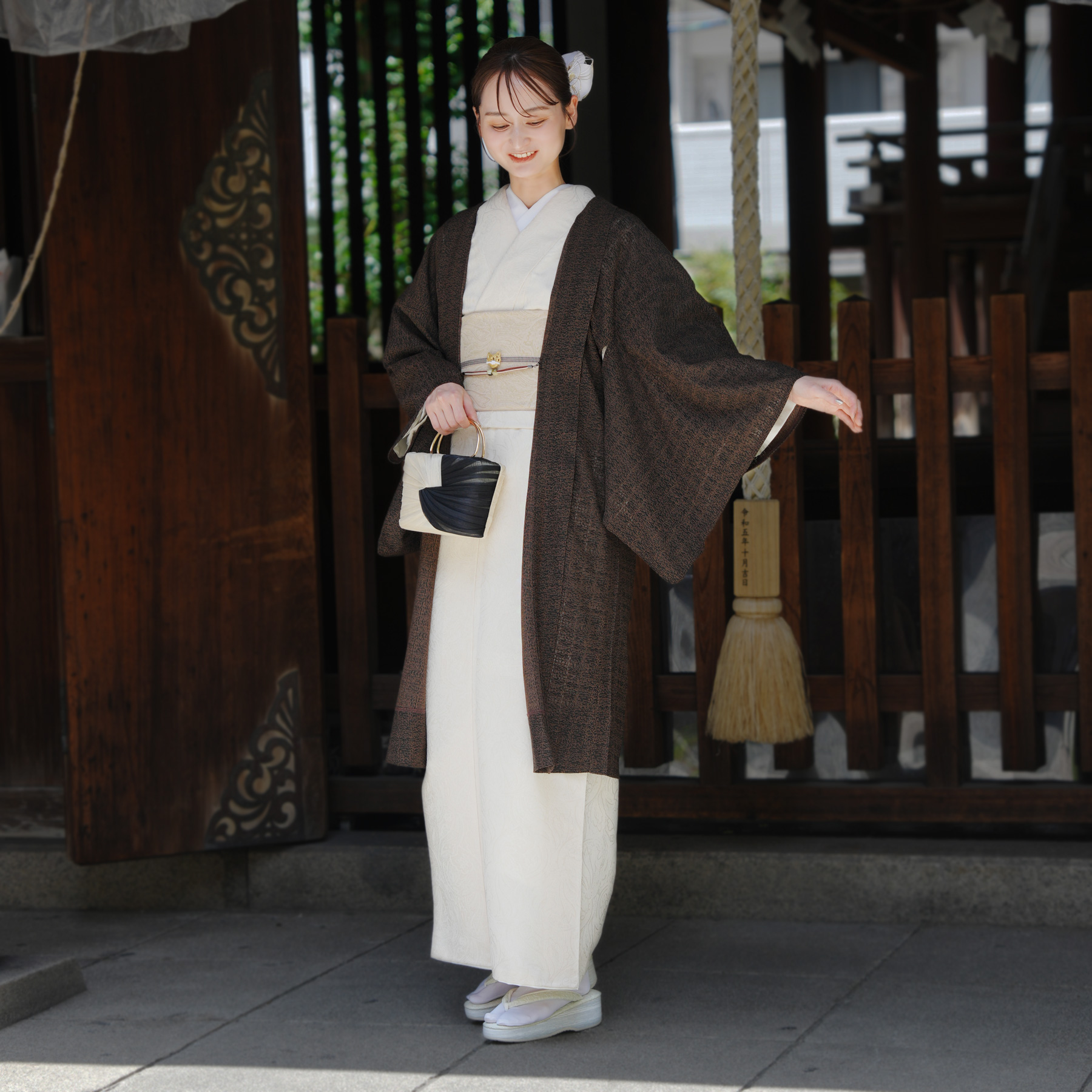 レース 羽織 着物 薄羽織 ニコアンティーク レトログラフィカ ダーク