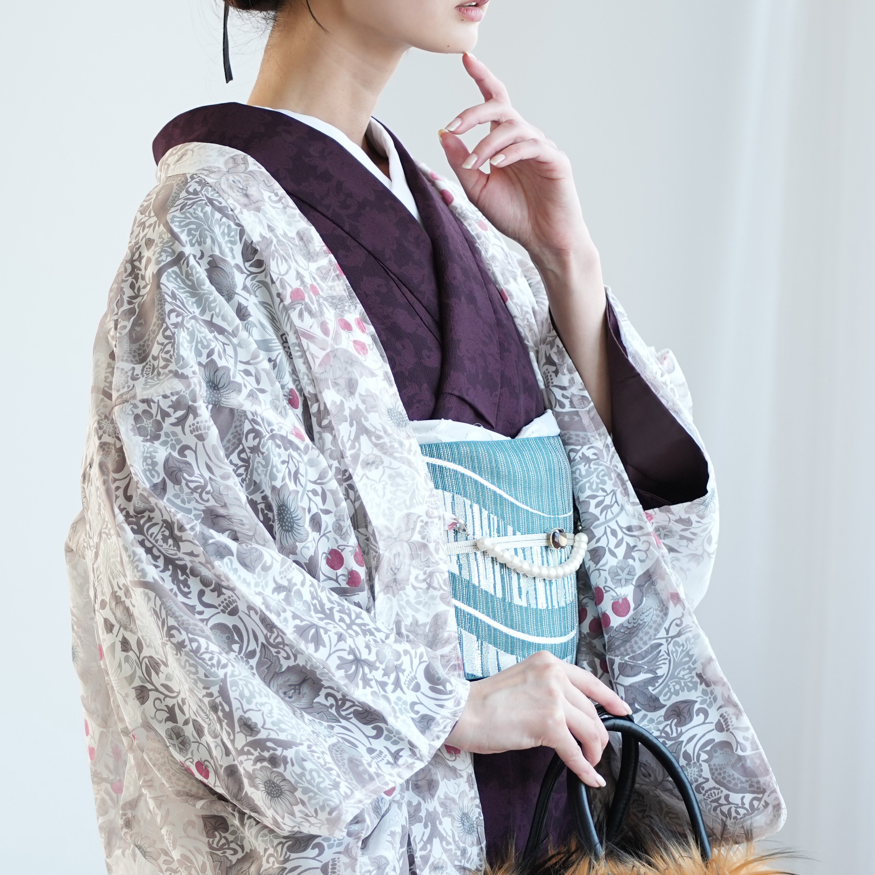 羽織 着物 レディース ニコアンティーク Strawberry Thief イチゴ泥棒