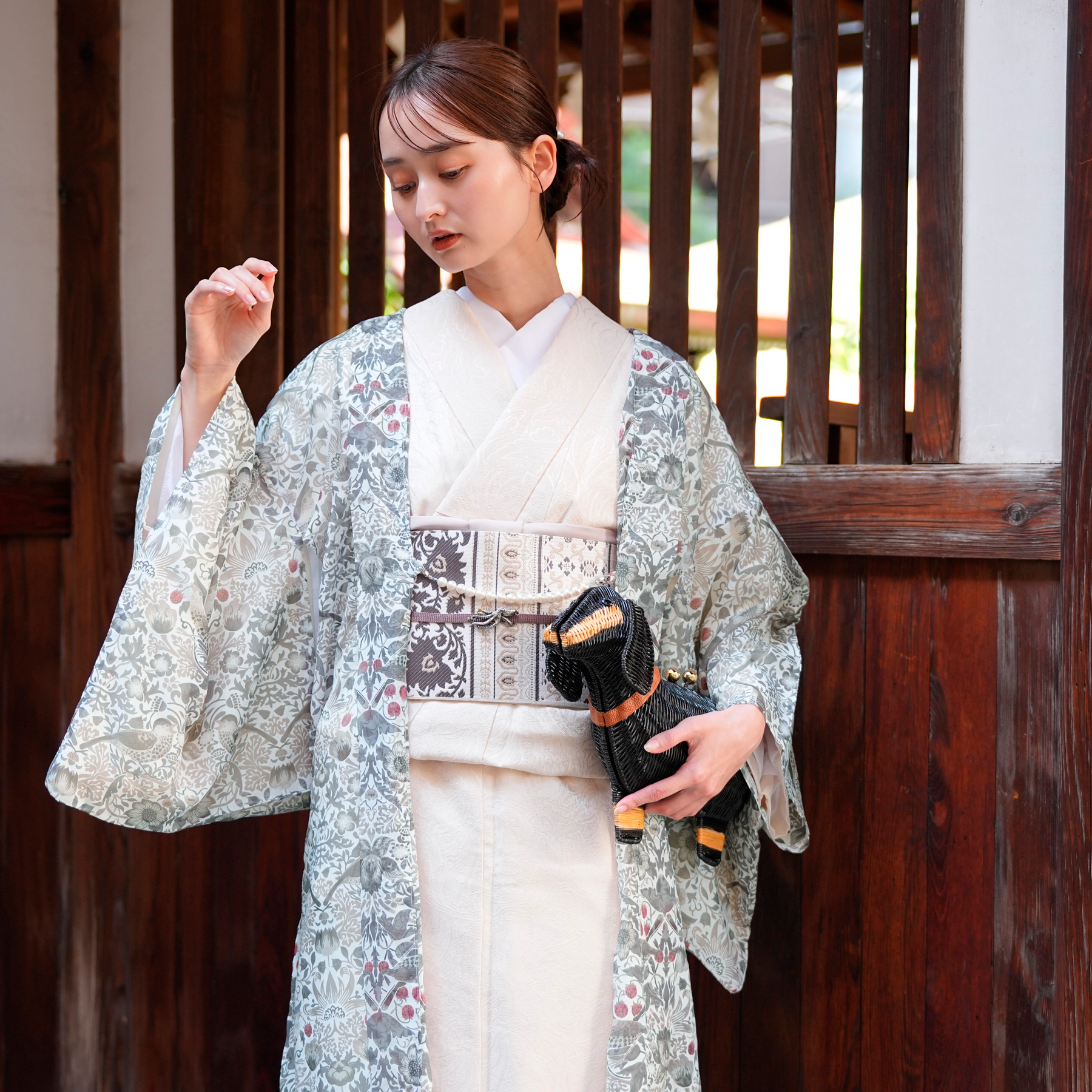 羽織 着物 レディース ニコアンティーク Strawberry Thief (イチゴ泥棒