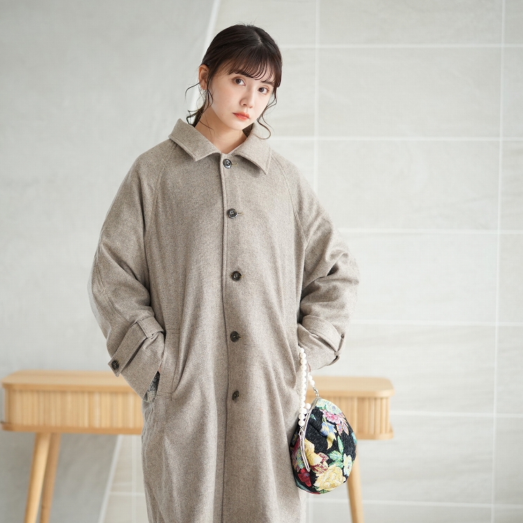 utatane コート レディース ロング ステンカラー ウール混 秋 冬 