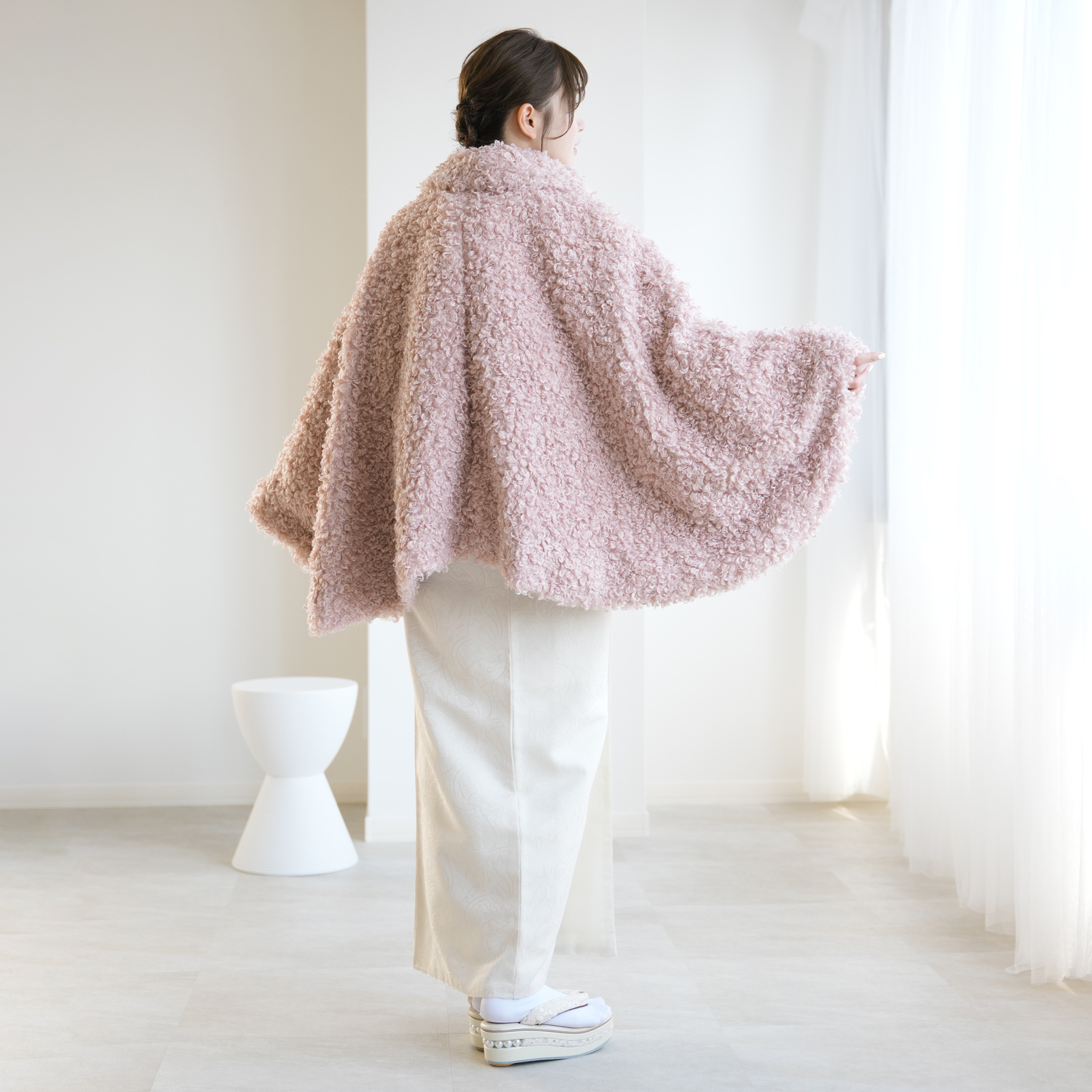 美品 レッドヴァレンティノ◇ニットポンチョ ケープコート 肩リボン ウール混 F VERILADY | レディースウール混ラポンチョコート アウター