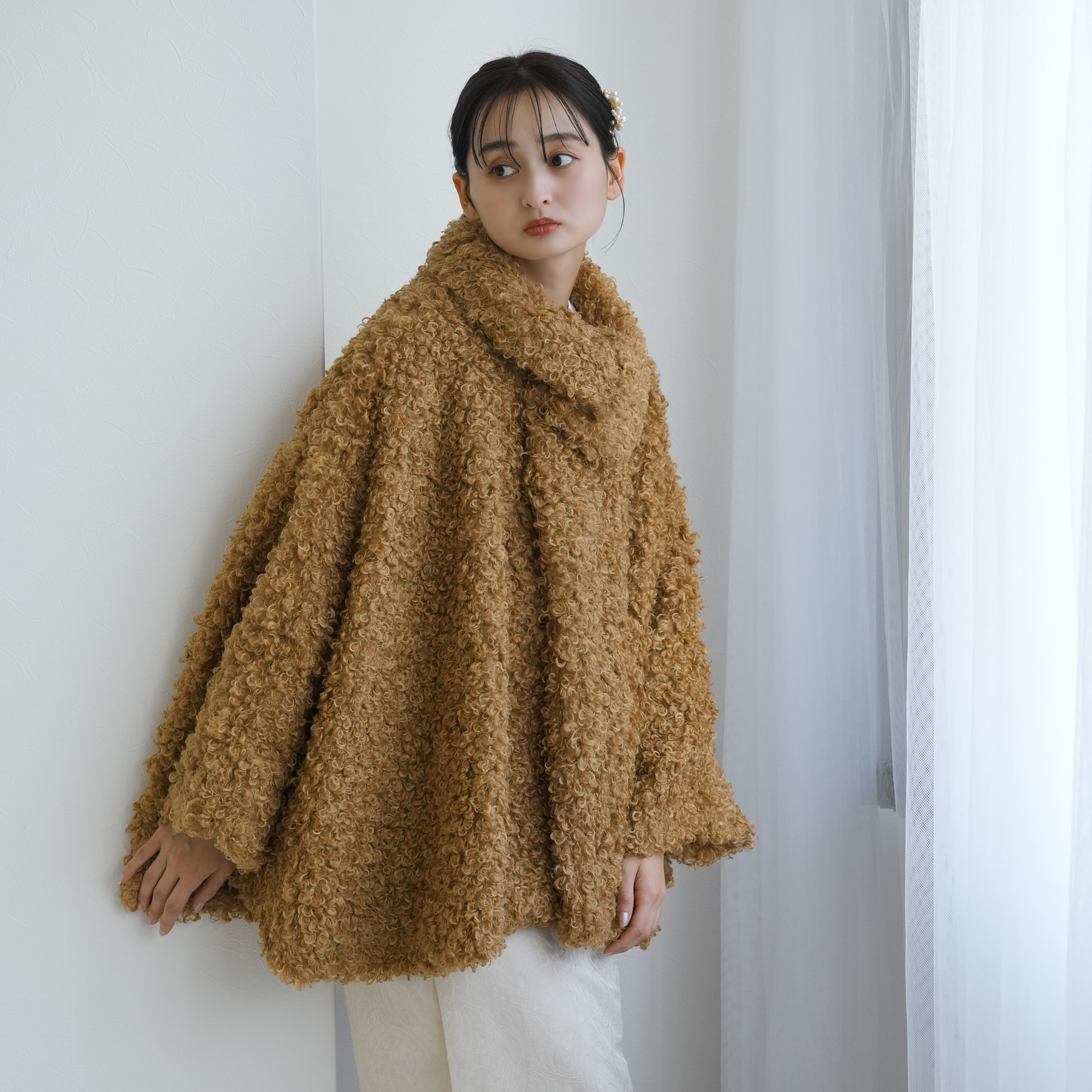着物コート ケープ 冬 レディース ニコアンティーク プードルファー