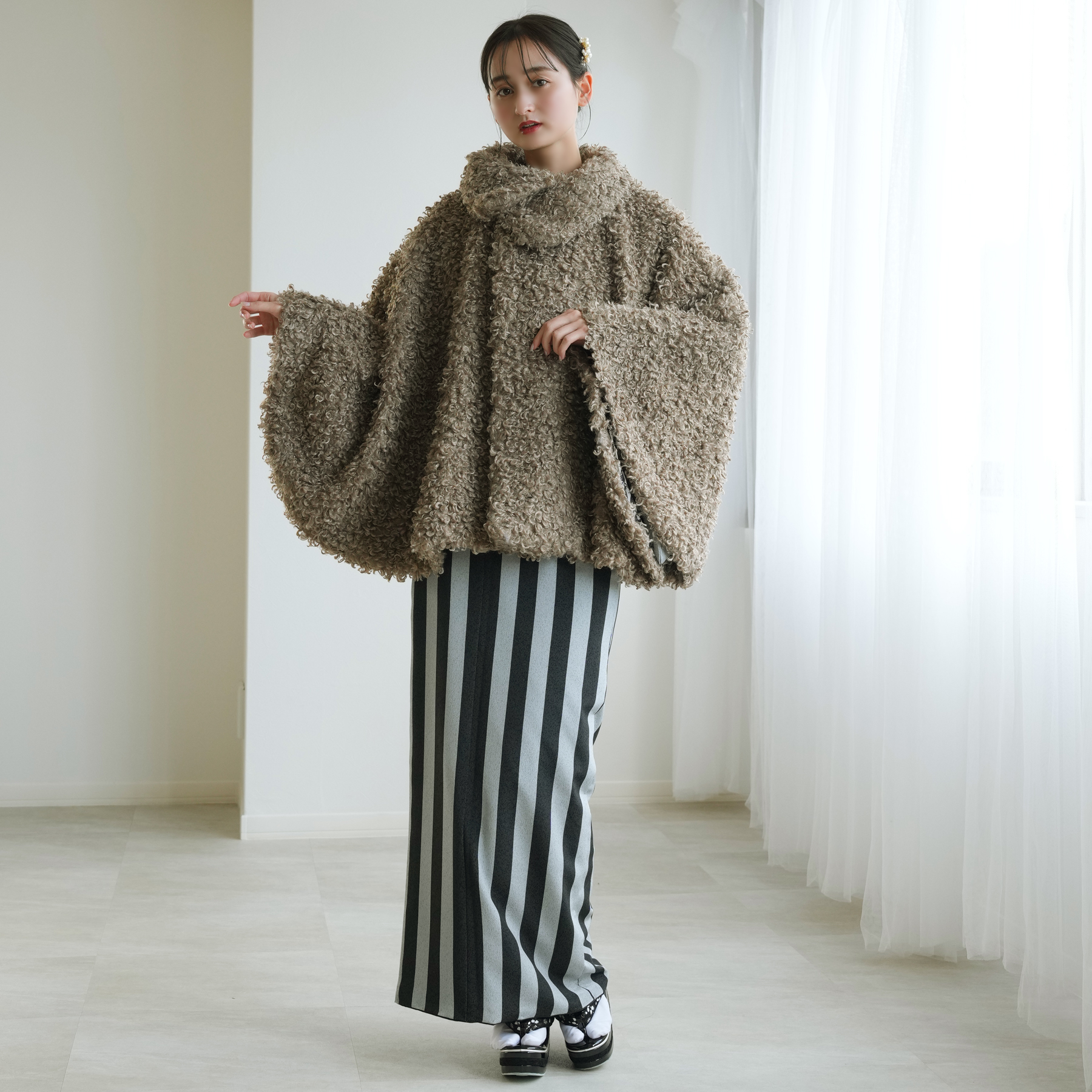 ふりふ　ケープ　ポンチョ　着物　和装　洋装にも ケープ コート ポンチョ マント 羽織 和洋兼用 レディース 女性 着物