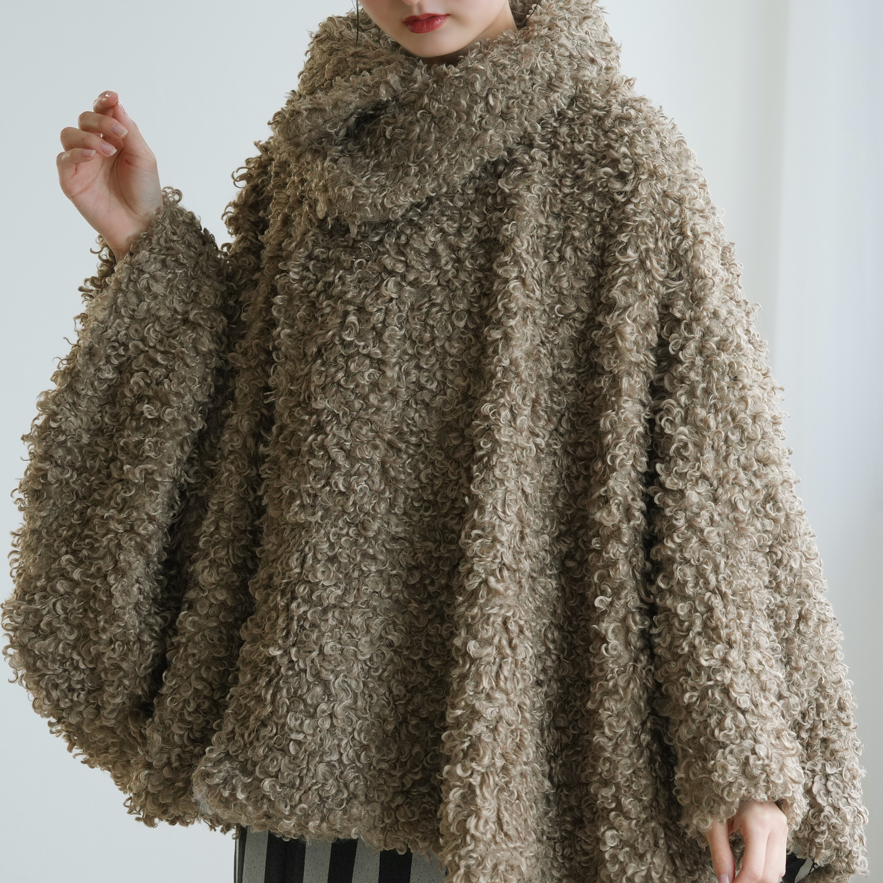 着物コート ケープ 冬 レディース ニコアンティーク プードルファー