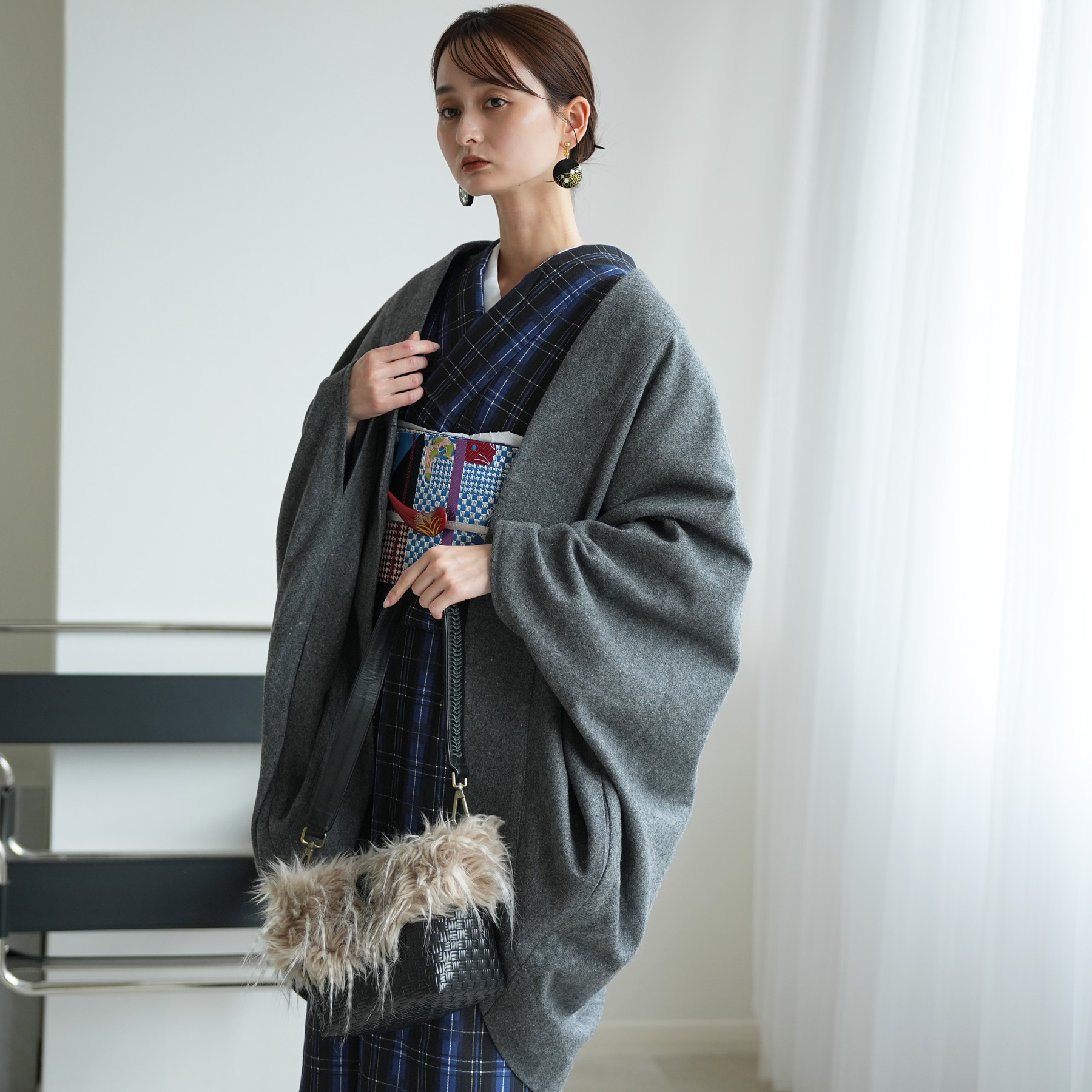 和装コート 着物コート レディース JAPAN MODE 日本製 ウール ドルマン