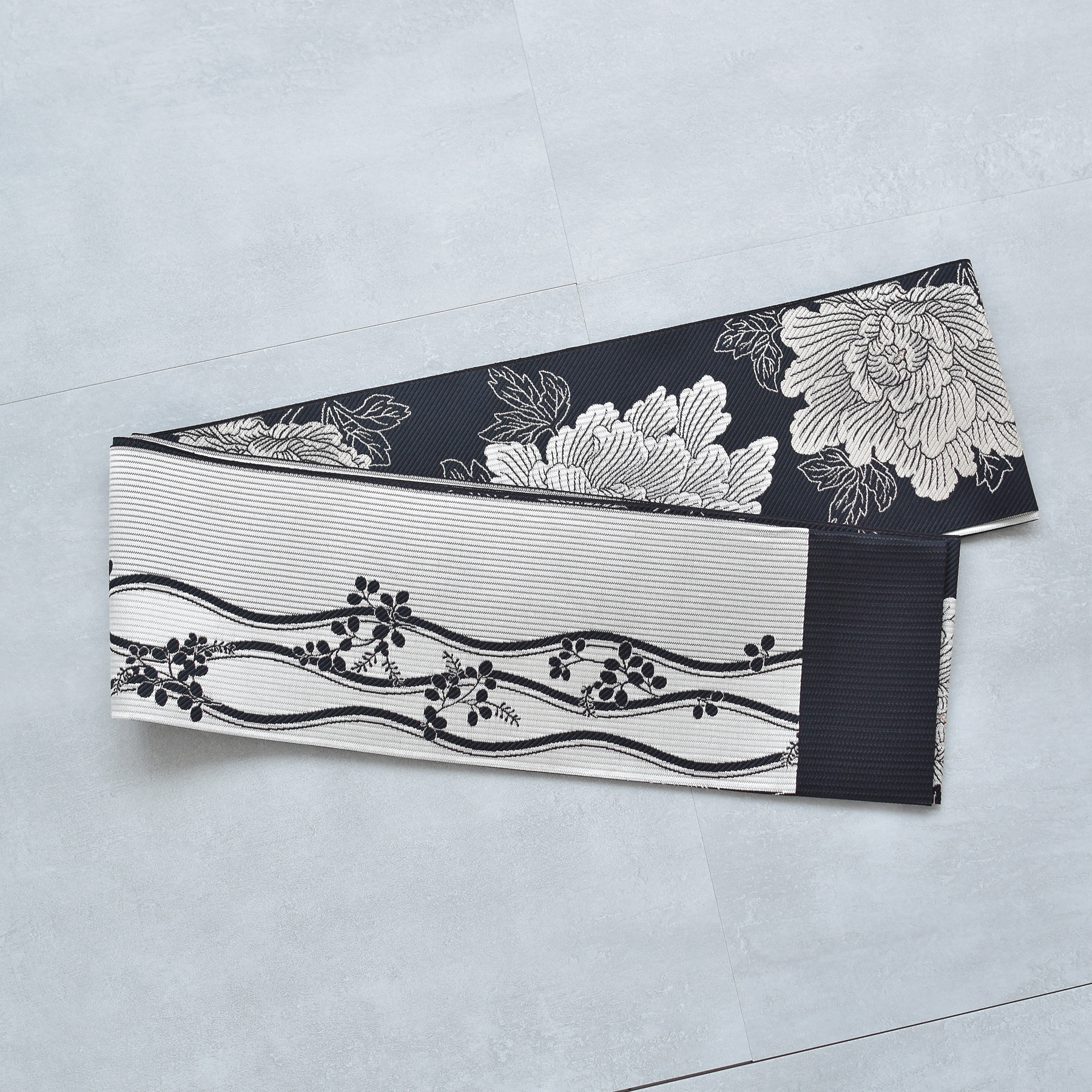 utatane 帯 小袋帯 正絹 半幅帯 博多織 長尺 リバーシブル 牡丹