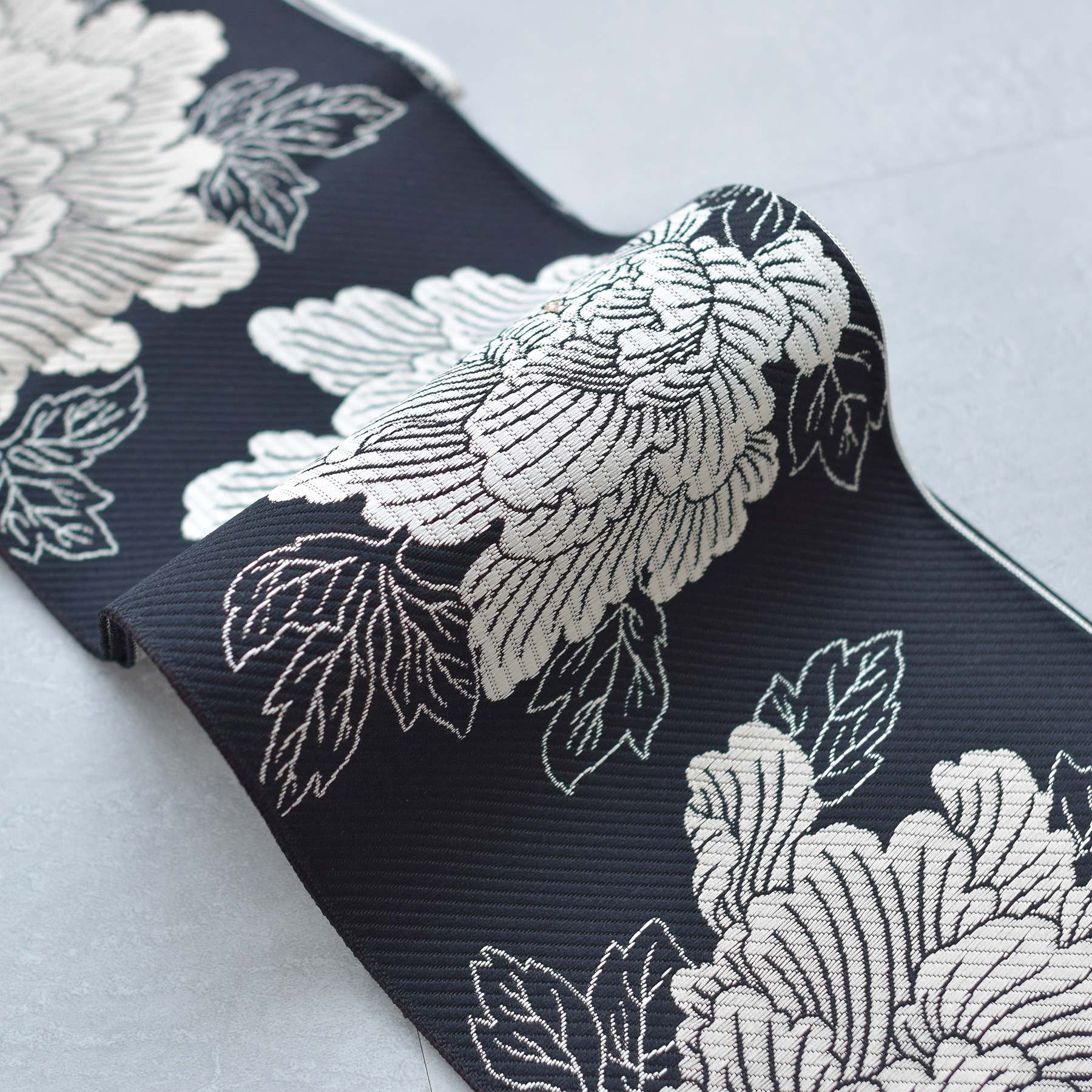 utatane 帯 小袋帯 正絹 半幅帯 博多織 長尺 リバーシブル 牡丹