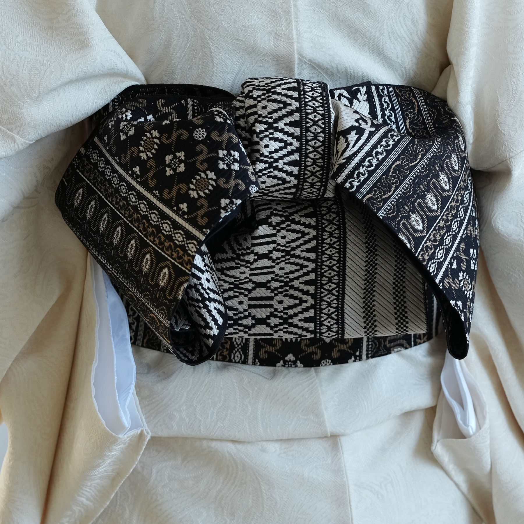 utatane 帯 小袋帯 正絹 半幅帯 博多織 長尺 正絹 リバーシブル インド