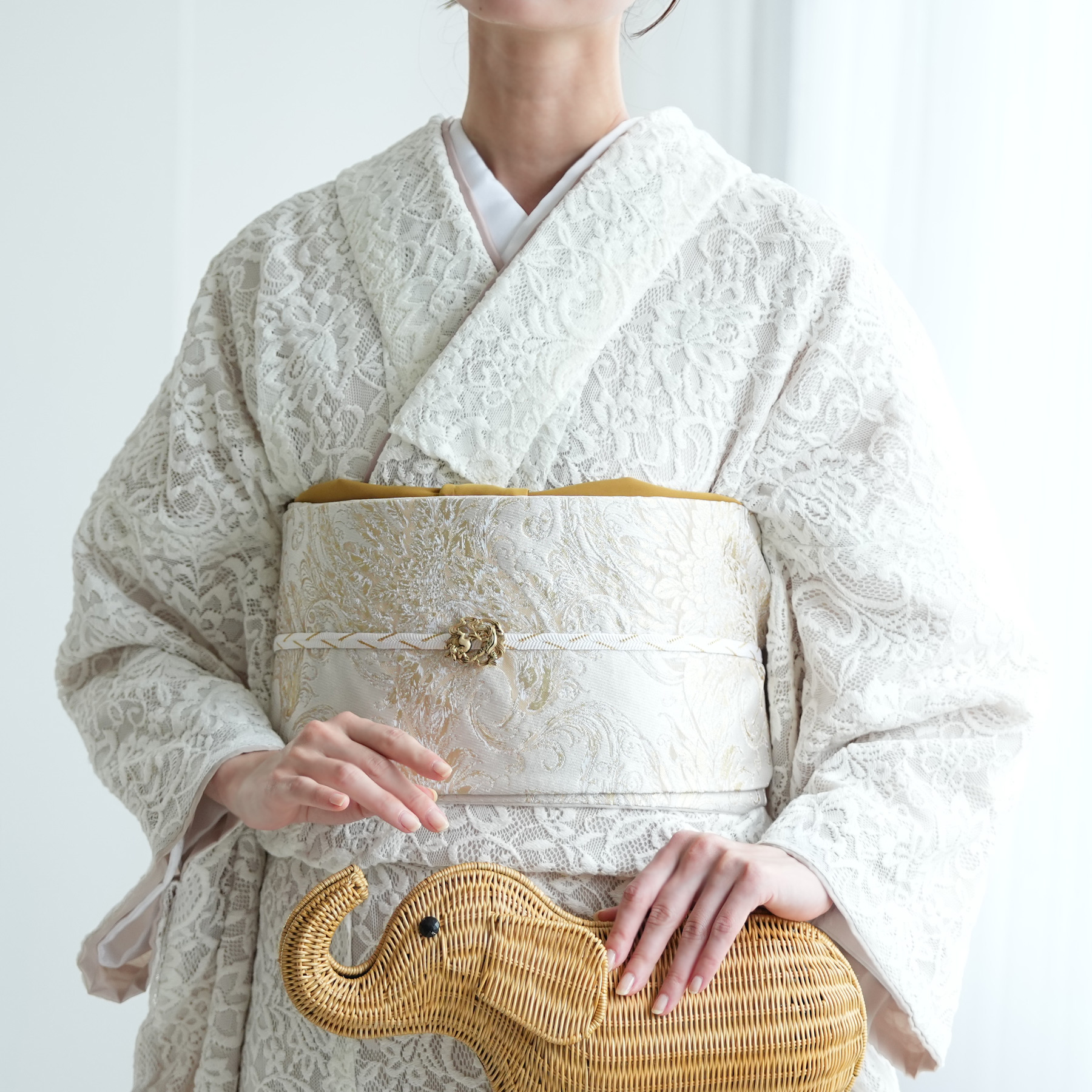 帯 半幅帯 単品 ニコアンティーク 細帯 鳳凰 数量限定 浴衣 着物 小紋