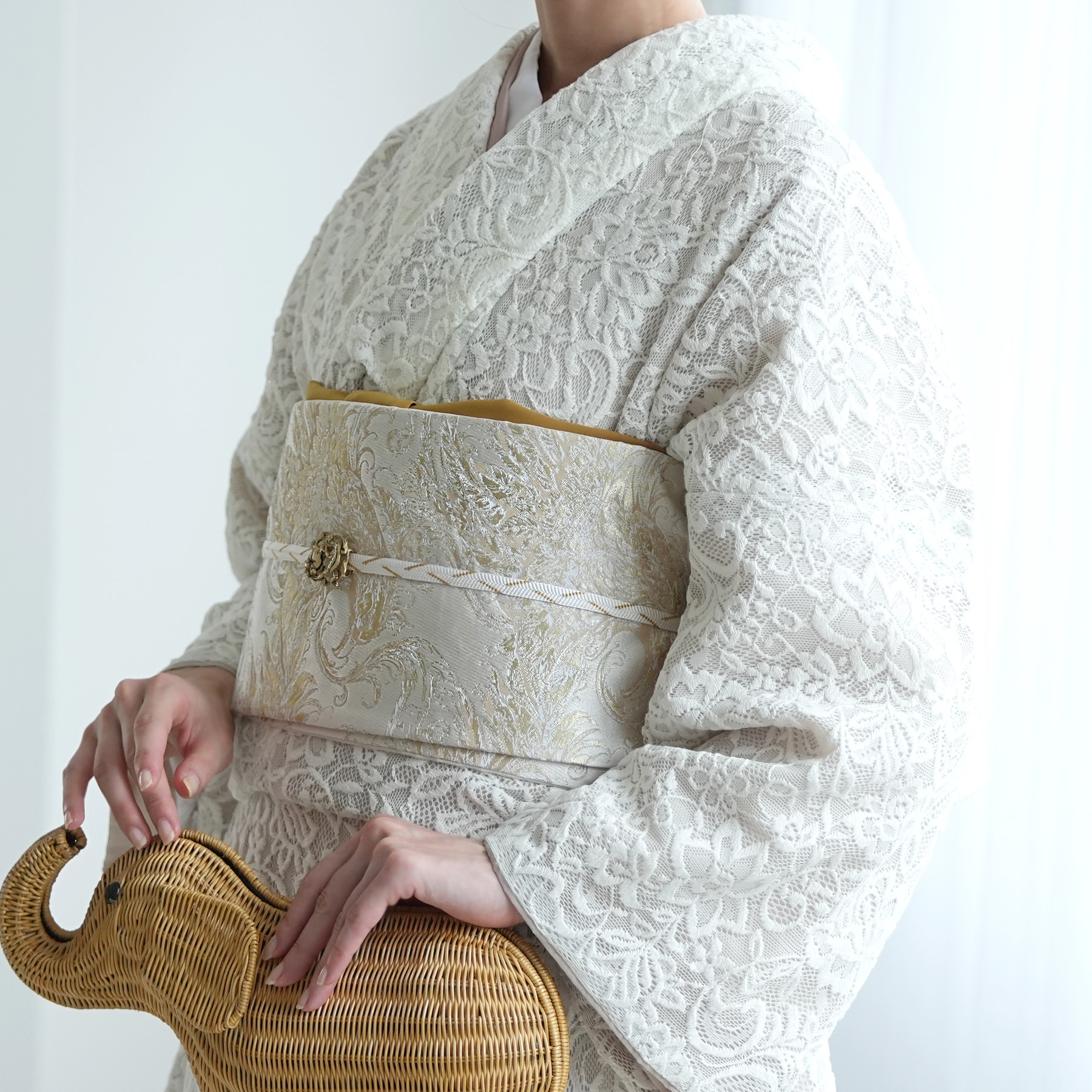 値段交渉お気軽に】 青色 鳳凰刺繍 シルク着物