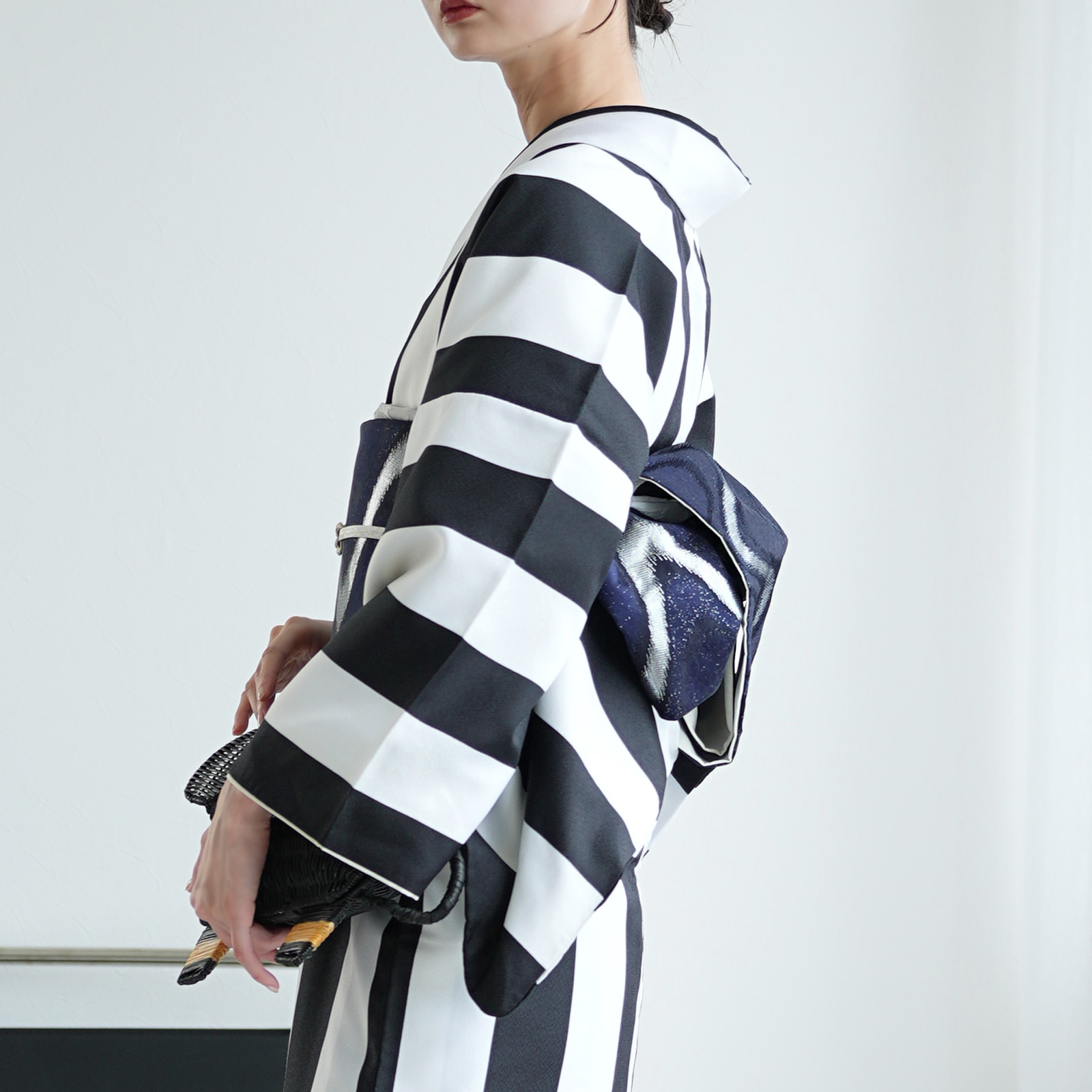 帯 半幅帯 単品 ニコアンティーク 細帯 月光ジオメトリー 数量限定