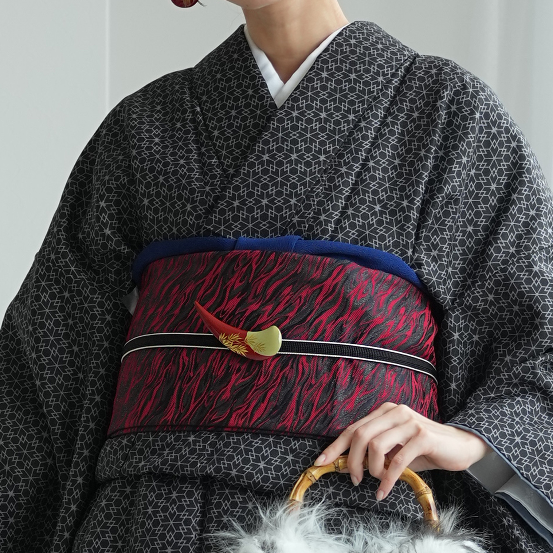 帯 半幅帯 単品 ニコアンティーク 紅蓮 数量限定 浴衣 着物 小紋 赤