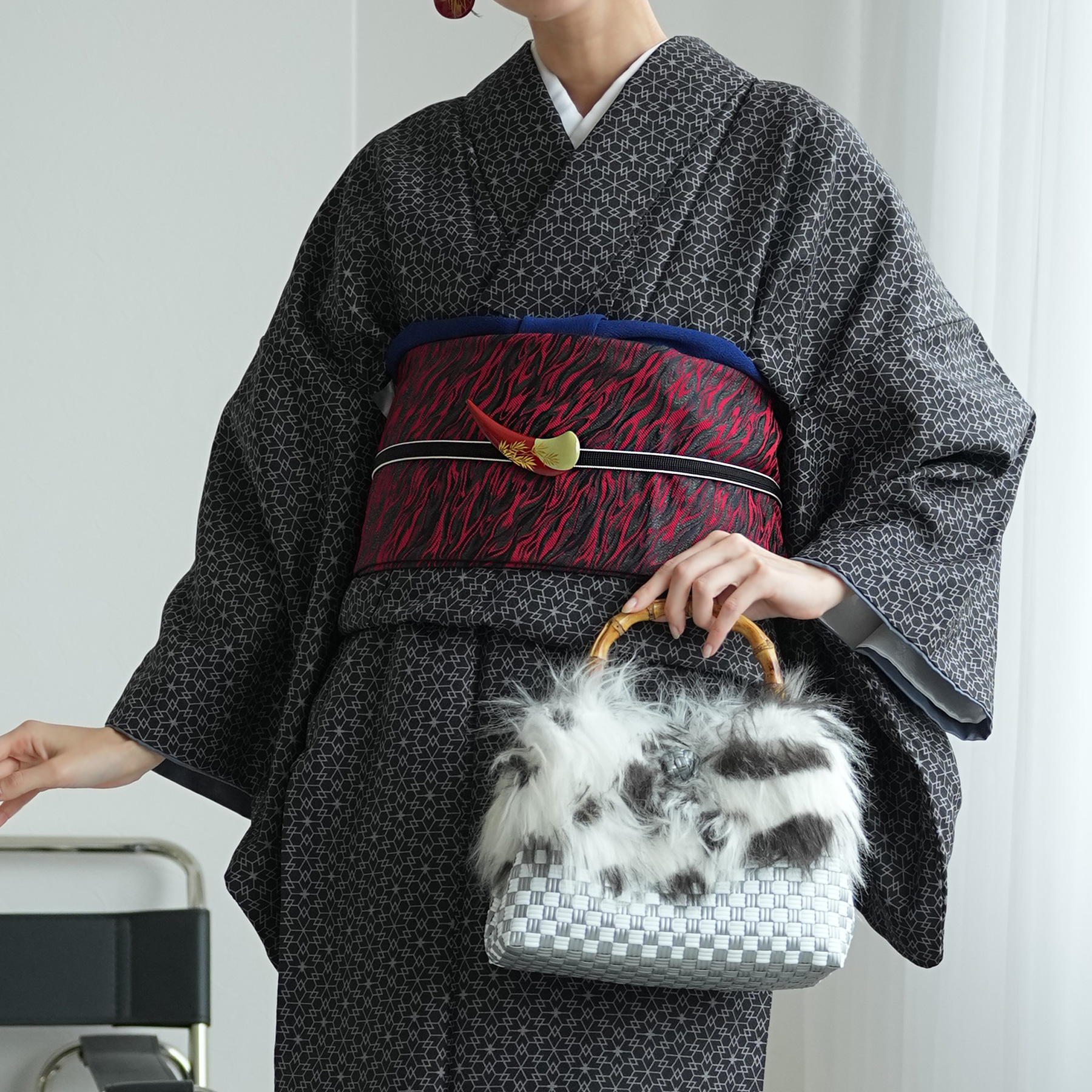 帯 半幅帯 単品 ニコアンティーク 紅蓮 数量限定 浴衣 着物 小紋 赤