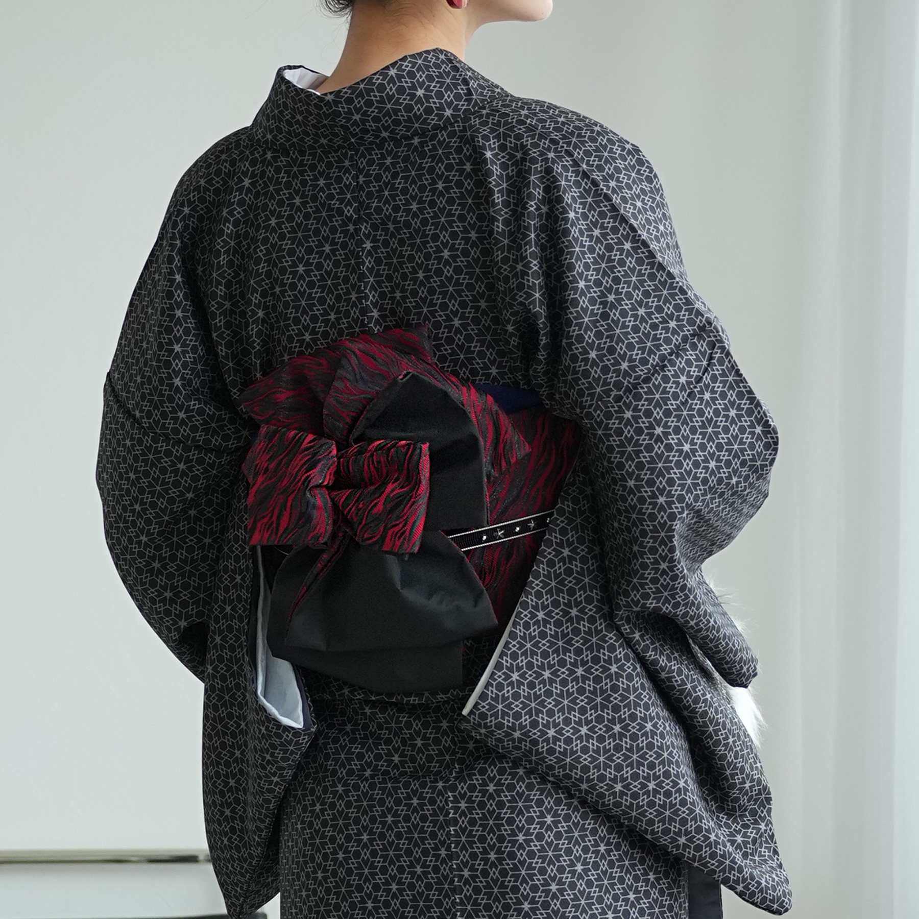 帯 半幅帯 単品 ニコアンティーク 紅蓮 数量限定 浴衣 着物 小紋 赤