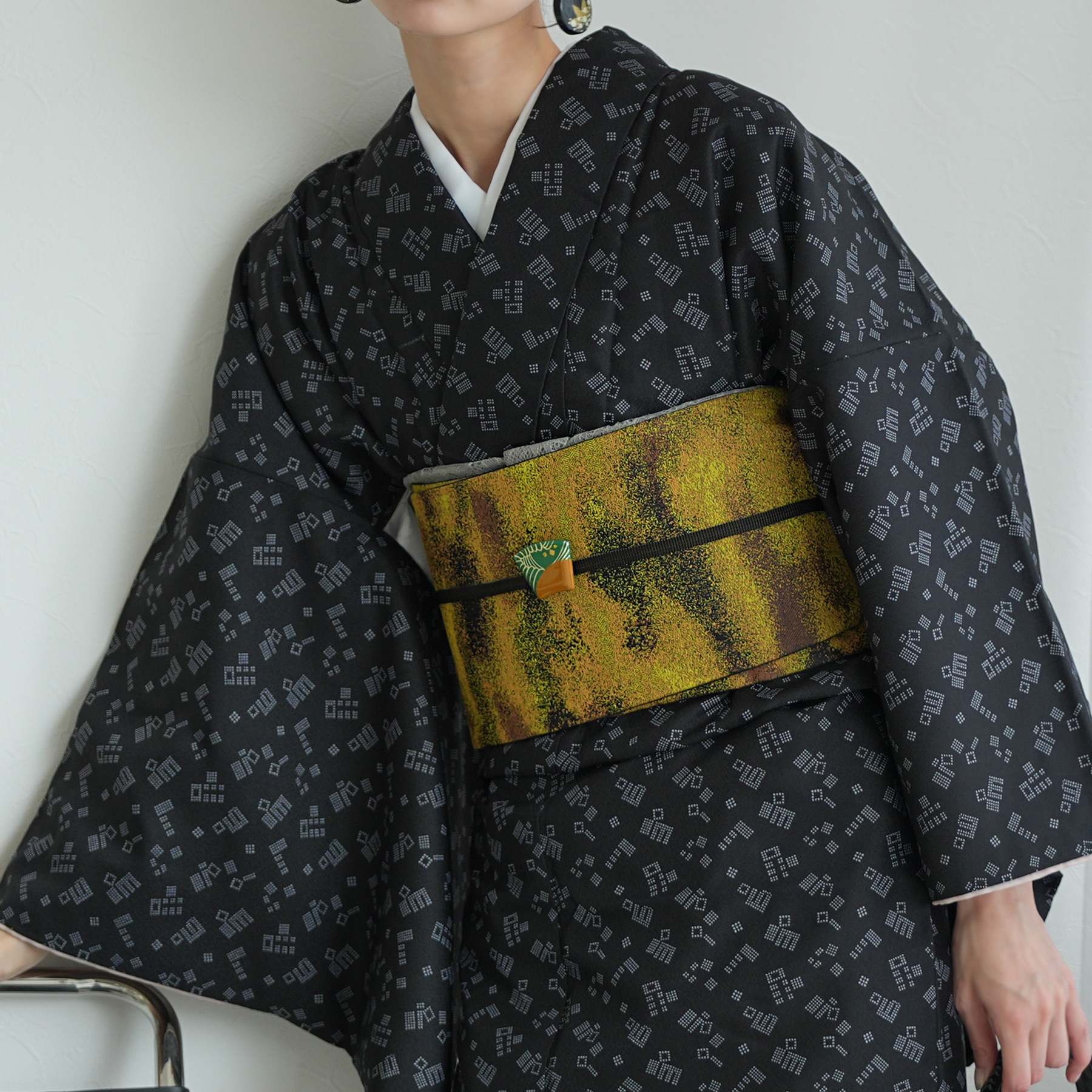 帯 半幅帯 単品 ニコアンティーク シムーン・サフラン 数量限定 浴衣
