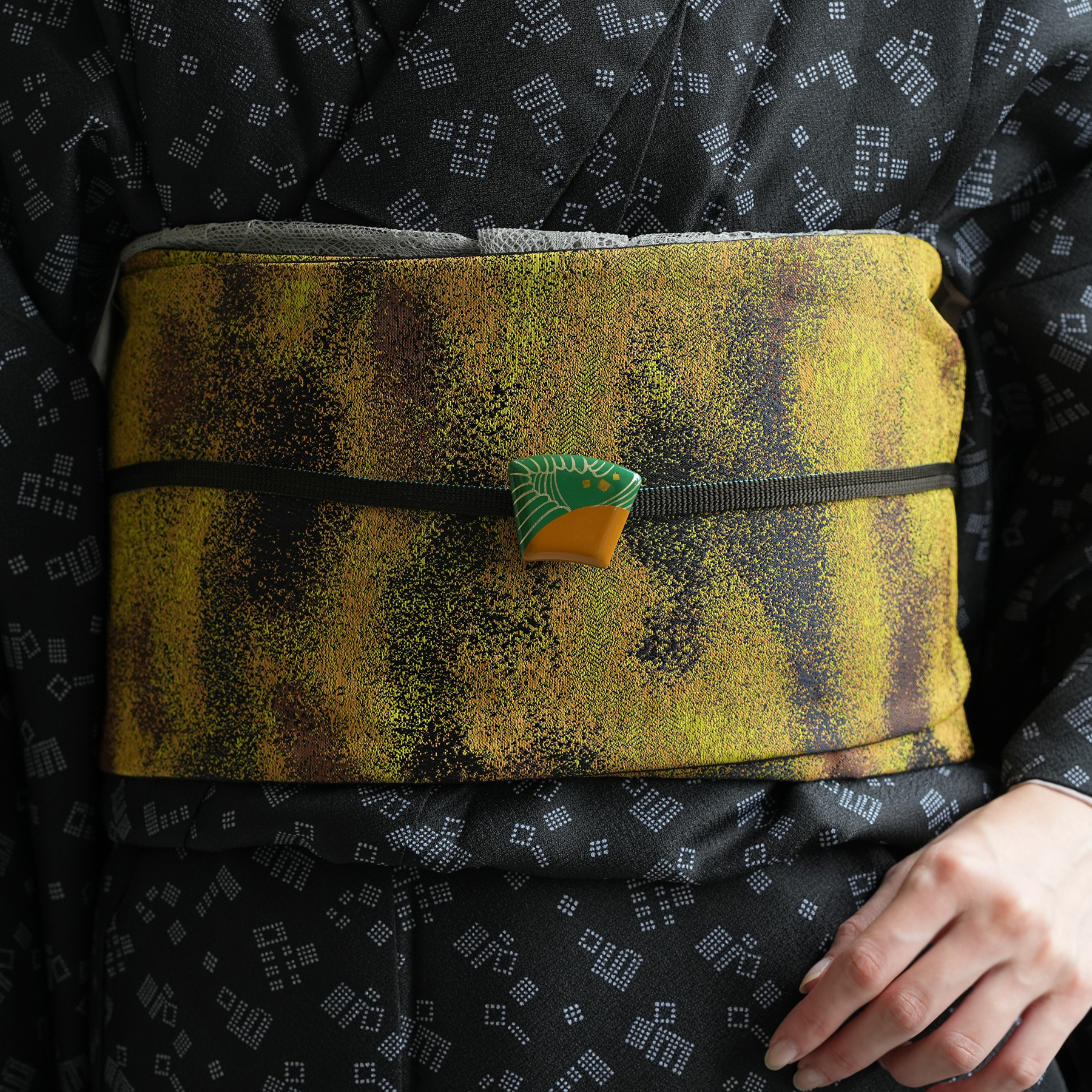 帯 半幅帯 単品 ニコアンティーク シムーン・サフラン 数量限定 浴衣