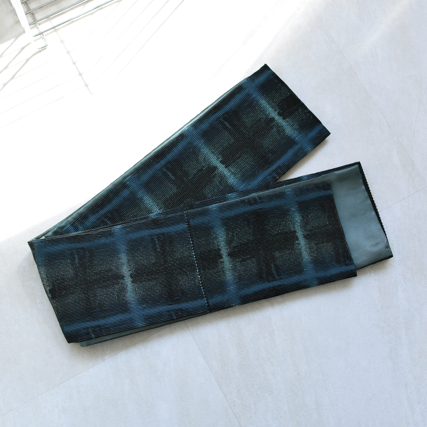 半巾帯　新品　誉田屋源兵衛　藍　黒　本藍染め　紙布　格子　SS011 半巾帯 新品 誉田屋源兵衛 藍 黒 本藍染め 紙布 格子 SS011の通販 by