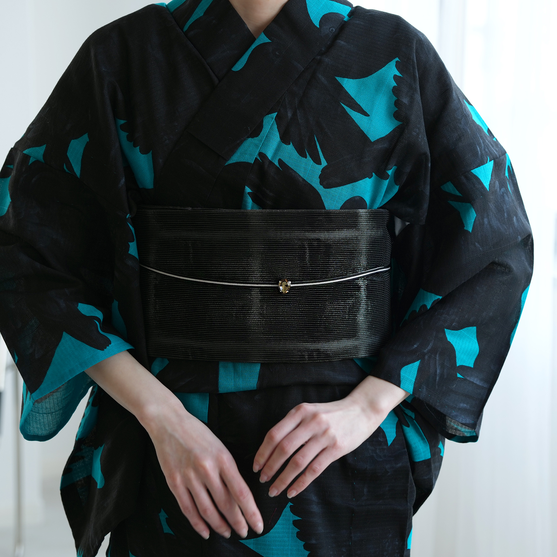 誉田屋源兵衛 半幅帯 単品 微乃火 黒鼡 帯の誉田屋謹製 レディース
