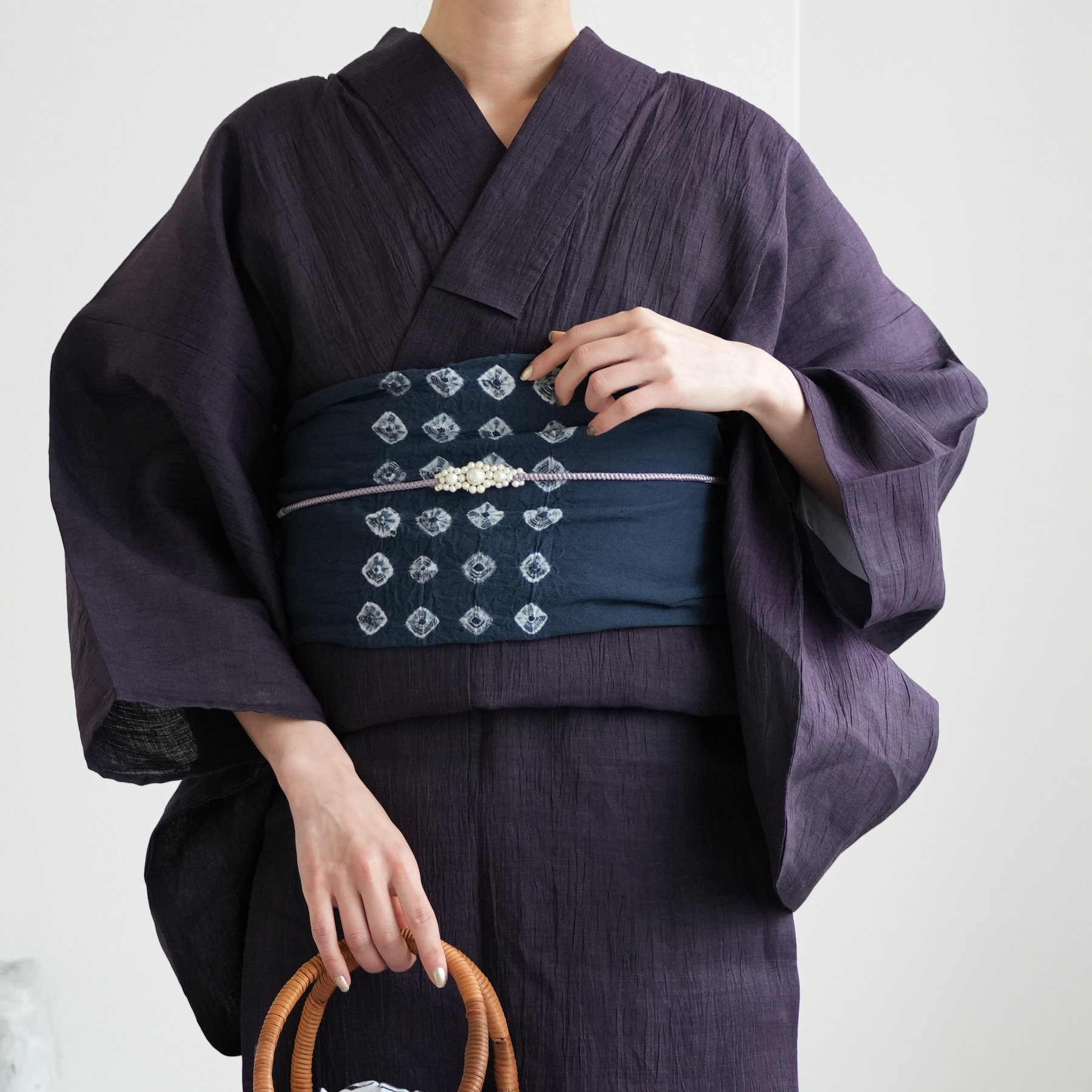 utatane 兵児帯 浴衣 綿麻 清江絞り 有松染め へこ帯 トンボ・菱