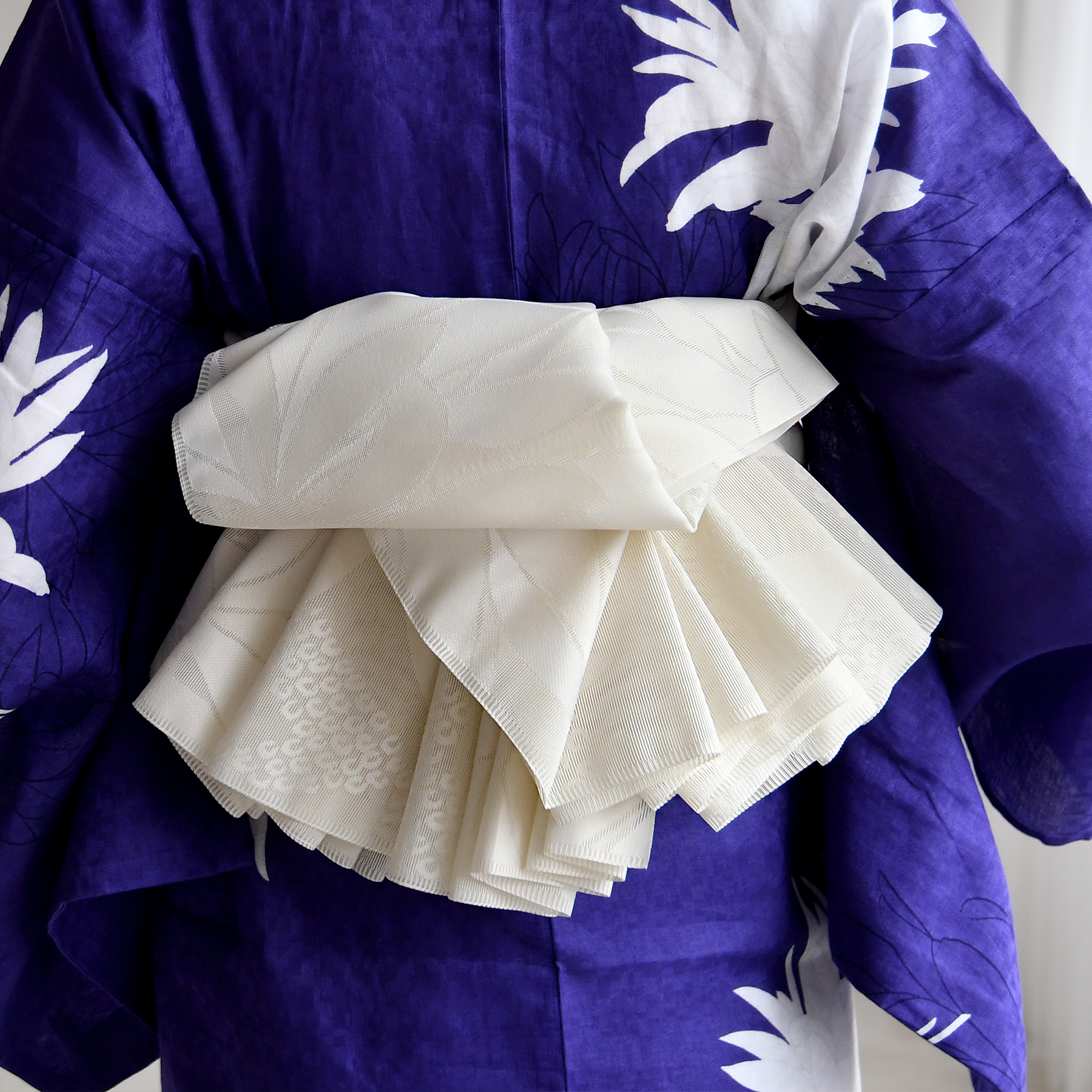 utatane 兵児帯 浴衣 大人 兵児帯単品 紋紗織 大輪の菊・クリーム 日本