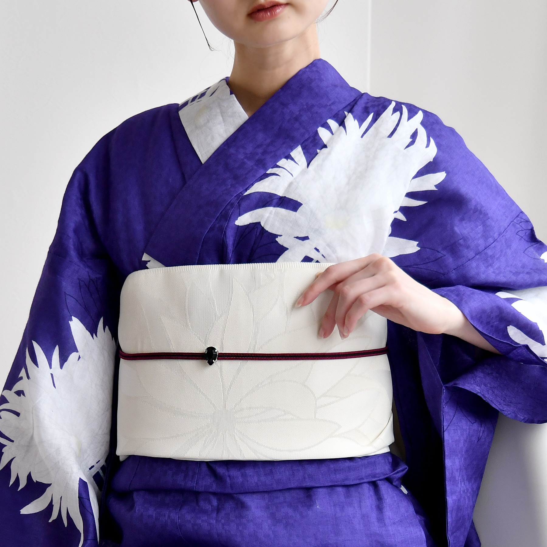 utatane 兵児帯 浴衣 大人 兵児帯単品 紋紗織 大輪の菊・クリーム 日本