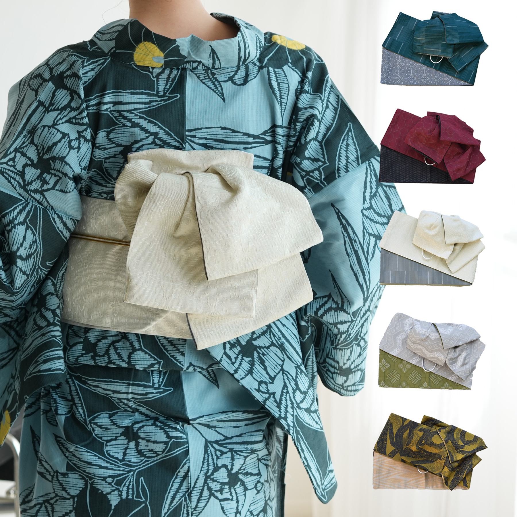 utatane 作り帯 浴衣 選べる5柄 単品 リバーシブル 日本製 小袋帯 半幅