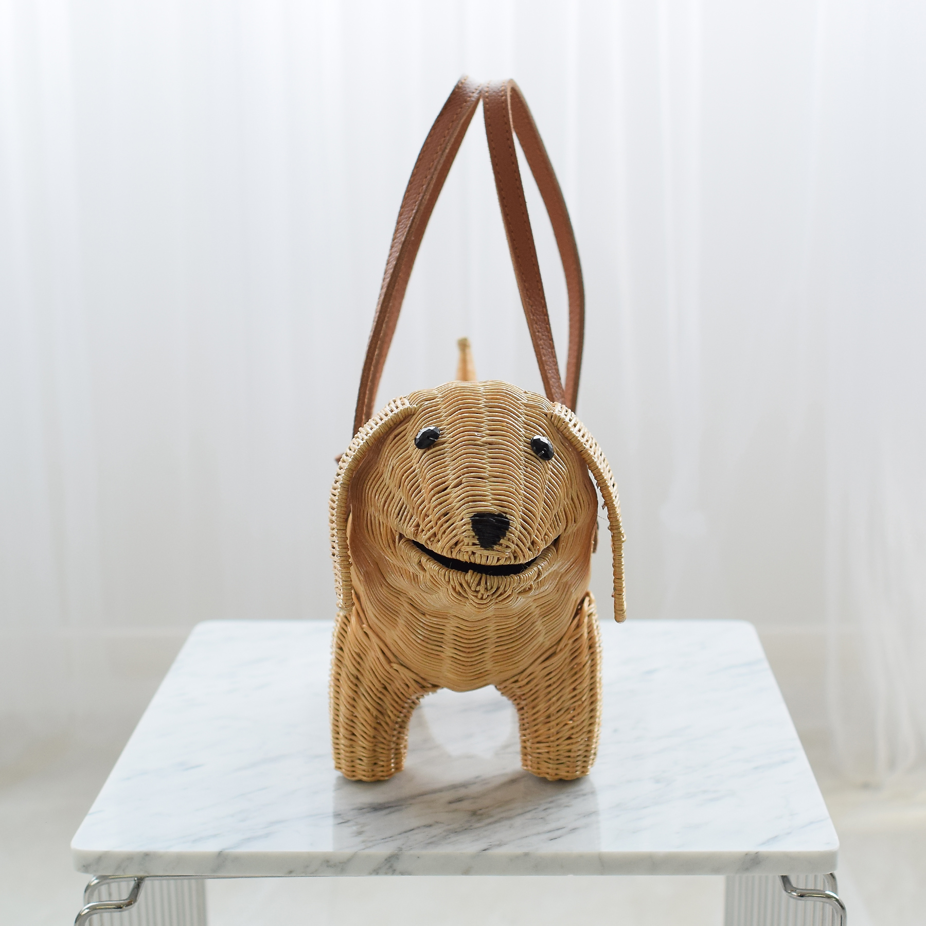 カゴバッグ utatane 犬 ラタンウィッカー 籐編み 単品 かごバッグ 籠