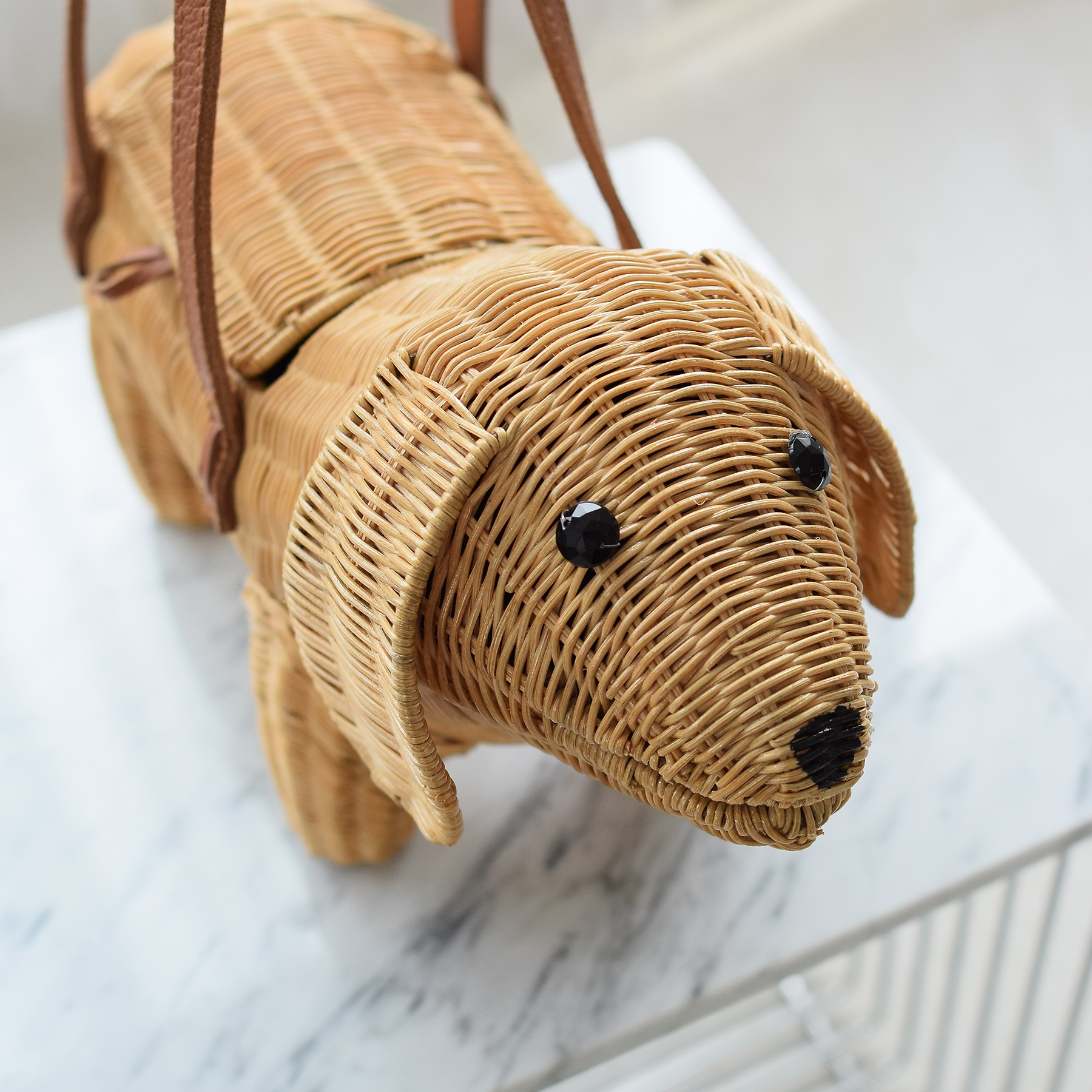 カゴバッグ utatane 犬 ラタンウィッカー 籐編み 単品 かごバッグ 籠