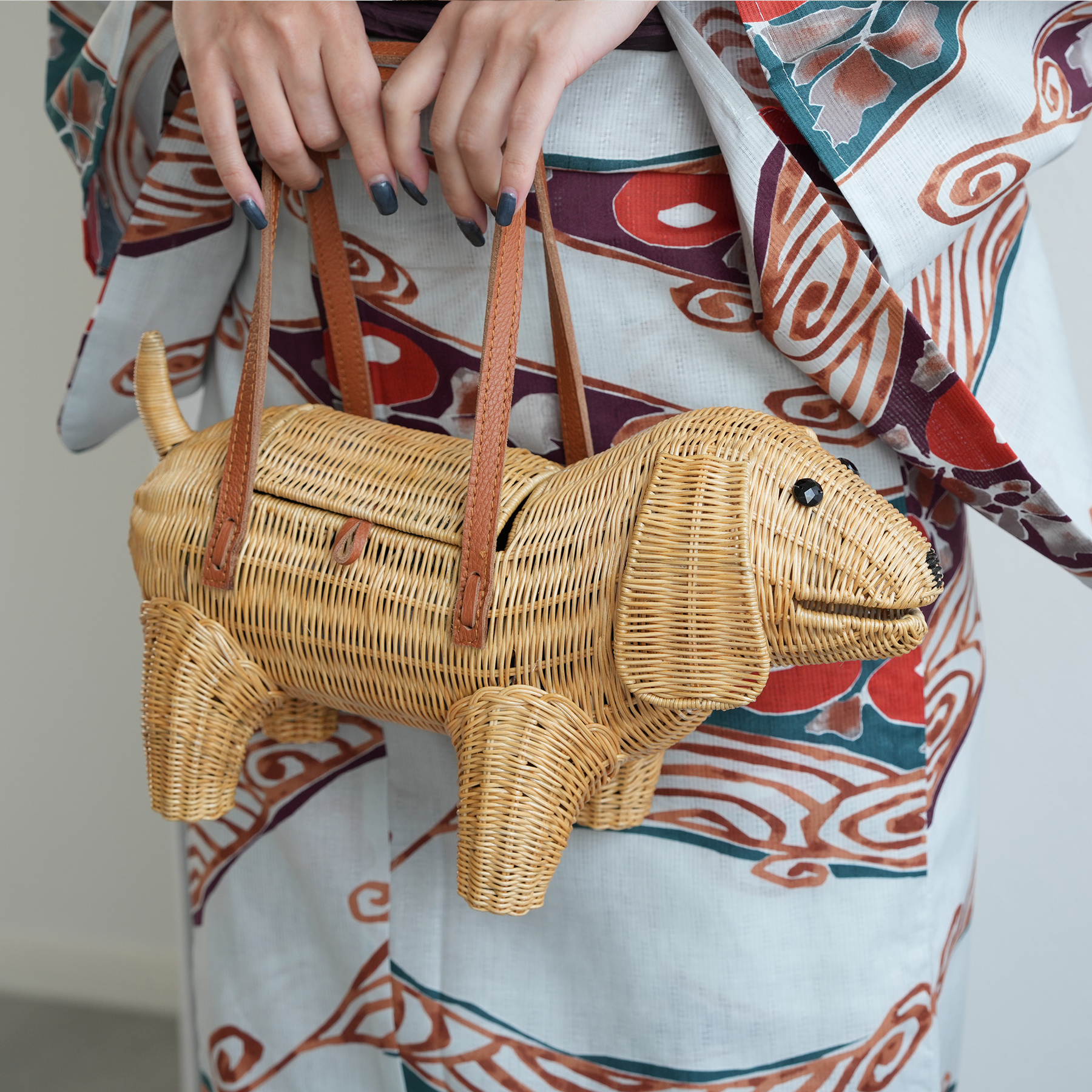 カゴバッグ utatane 犬 ラタンウィッカー 籐編み 単品 かごバッグ 籠