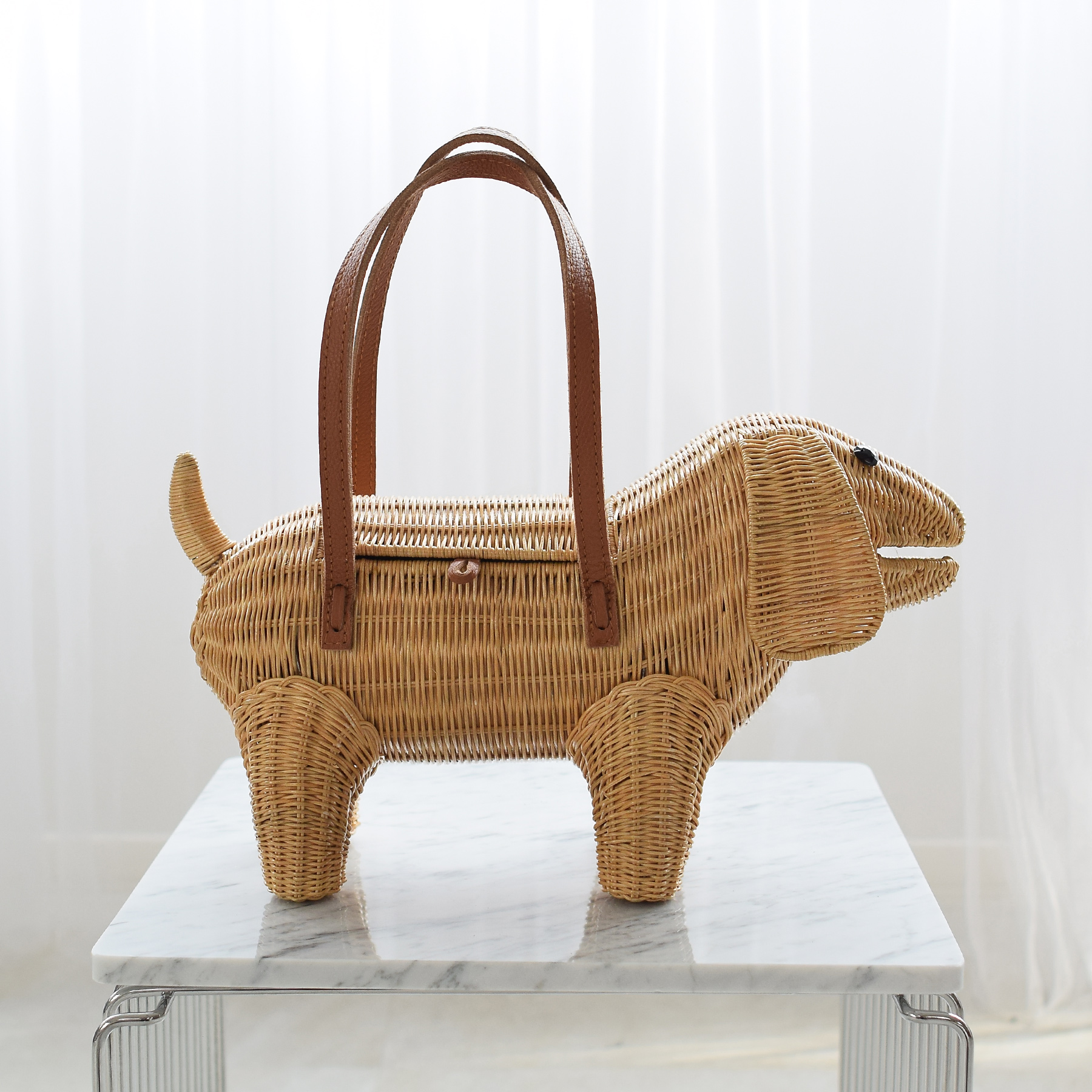 カゴバッグ utatane 犬 ラタンウィッカー 籐編み 単品 かごバッグ 籠