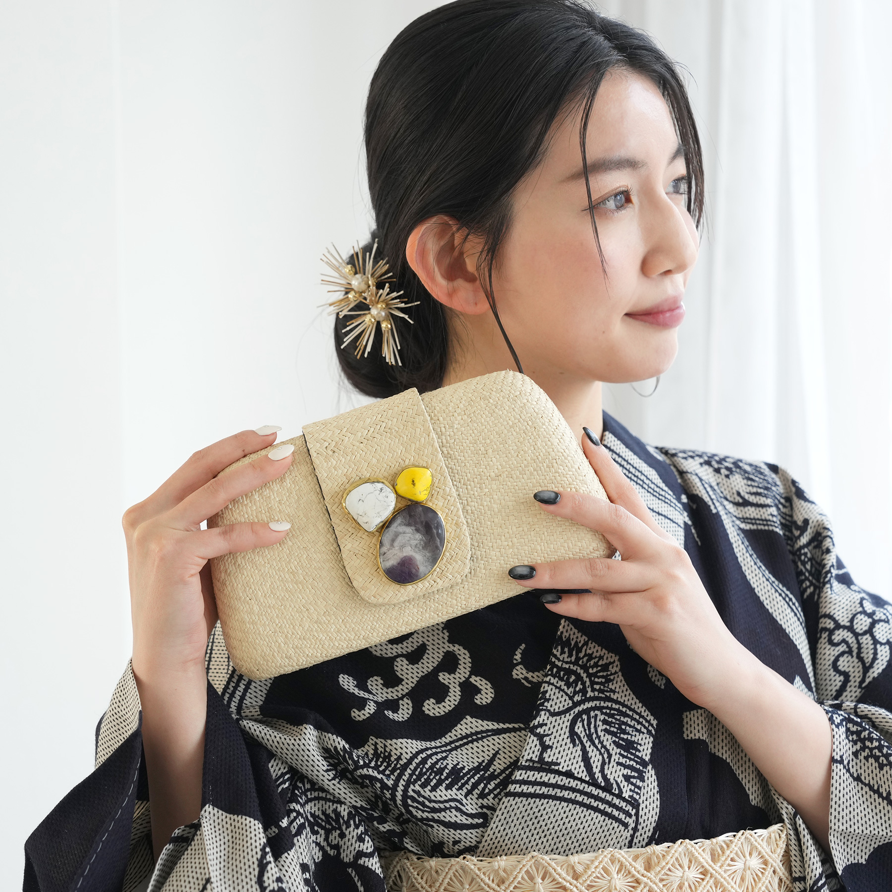 ミニバッグ utatane ファインラフィア ...の詳細画像1