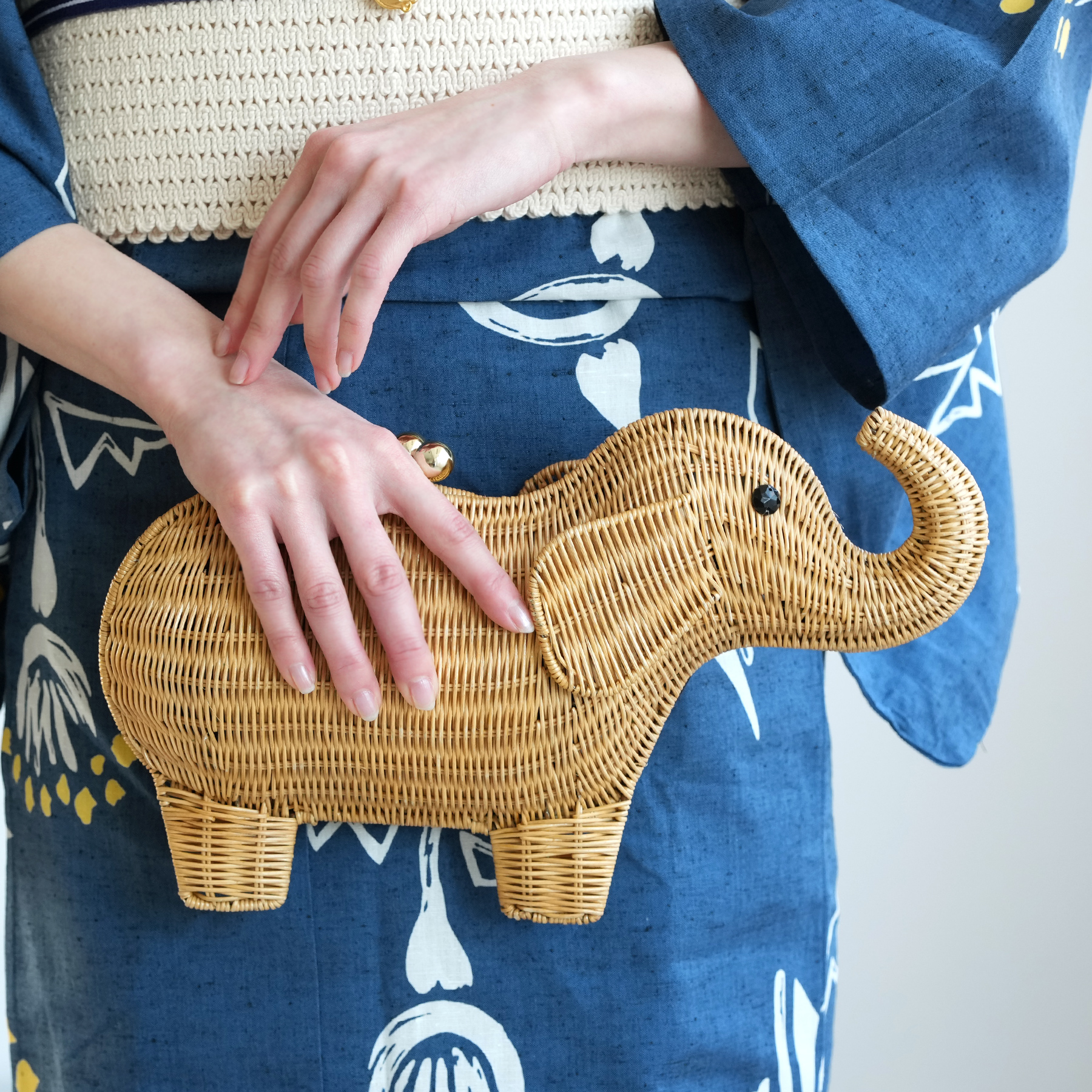 カゴバッグ utatane 籐カゴバッグ バッグ単品 エレファント 象