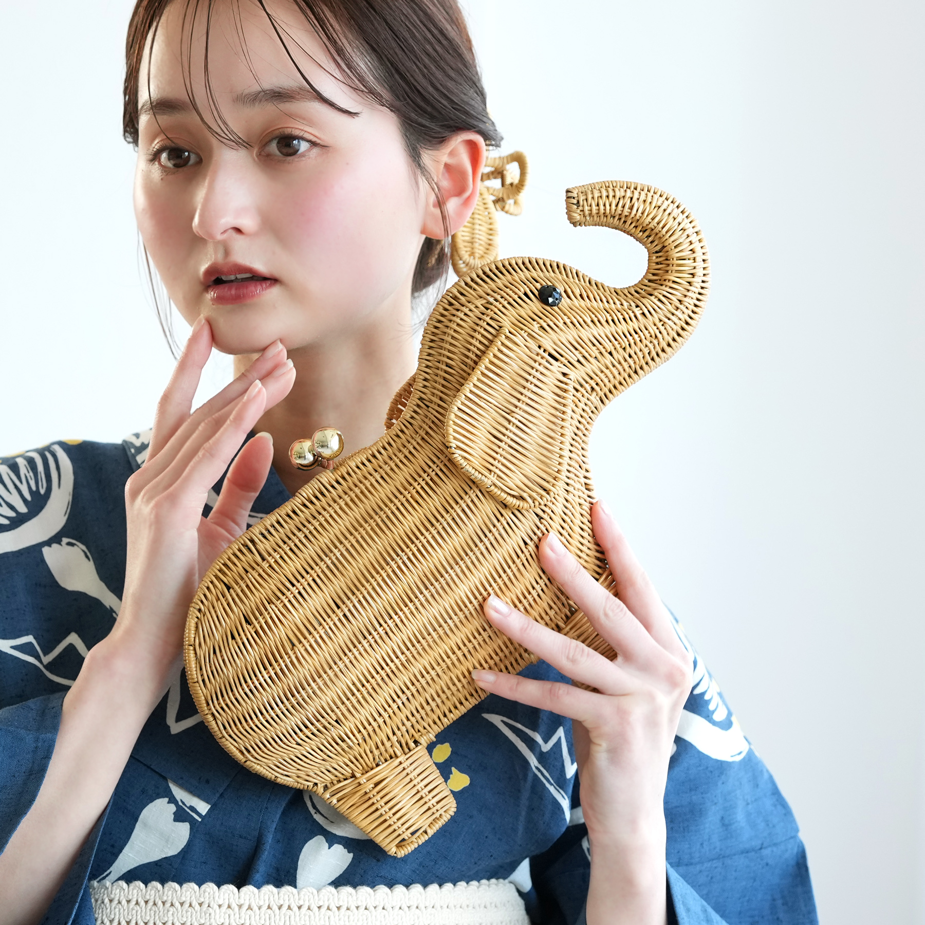 カゴバッグ utatane 籐カゴバッグ バッグ単品 エレファント 象