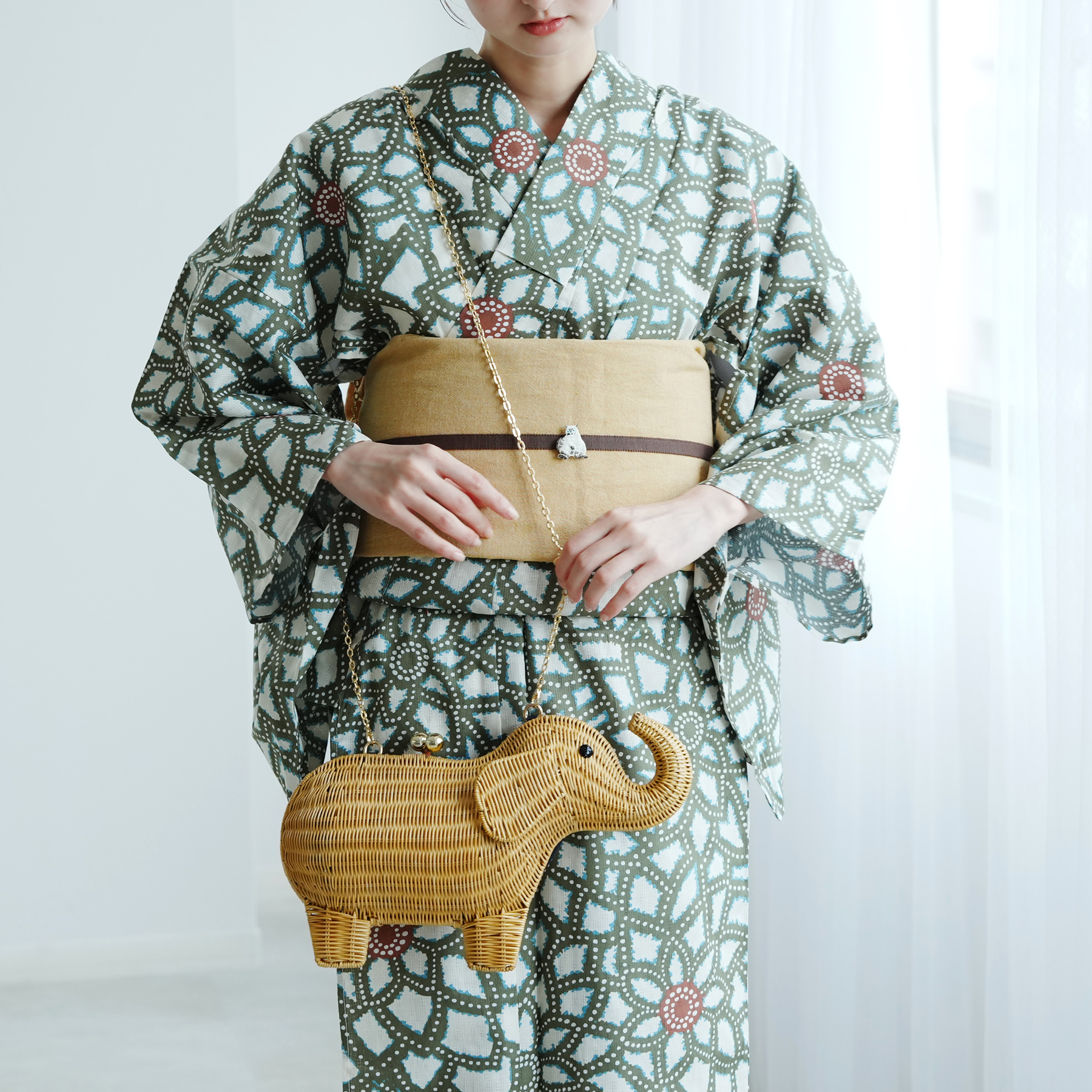 カゴバッグ utatane 籐カゴバッグ バッグ単品 エレファント 象