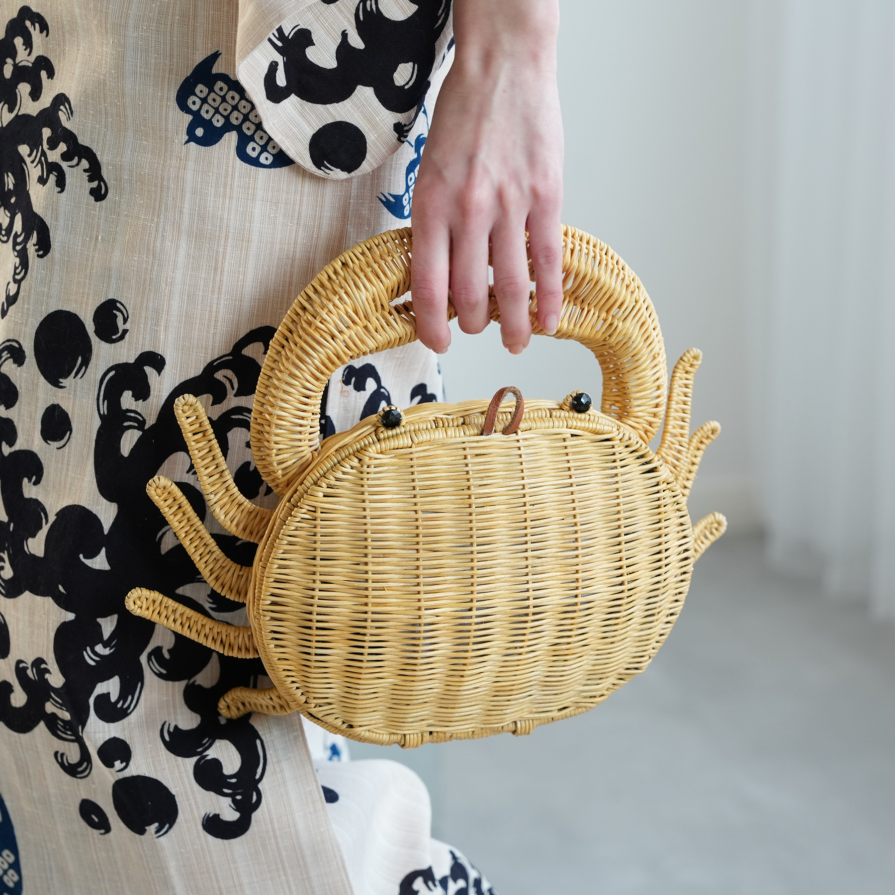 utatane カゴバッグ 小さめ 籐カゴバッグ 蟹 カニ クラッチ ショルダー