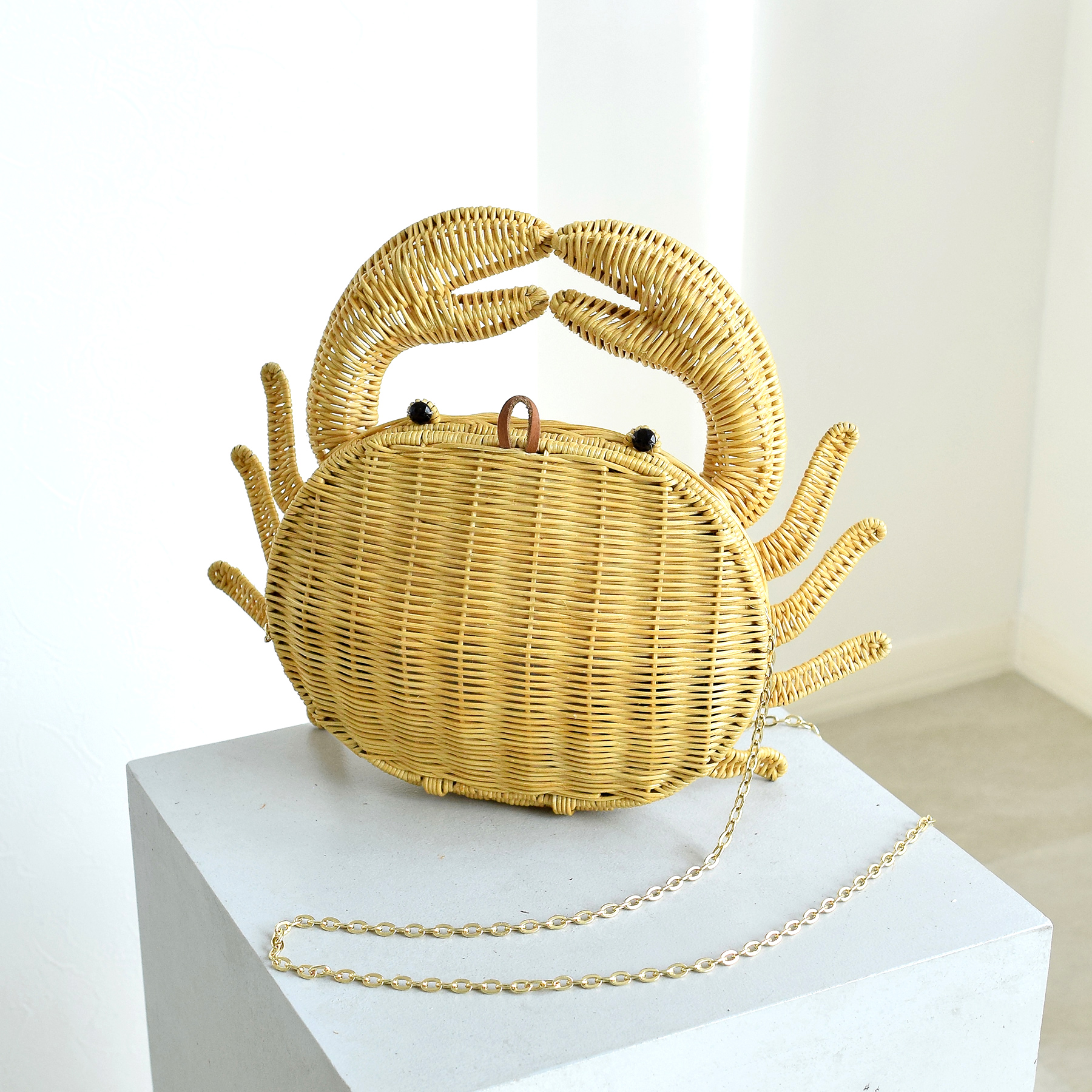 utatane カゴバッグ 小さめ 籐カゴバッグ 蟹 カニ クラッチ ショルダー