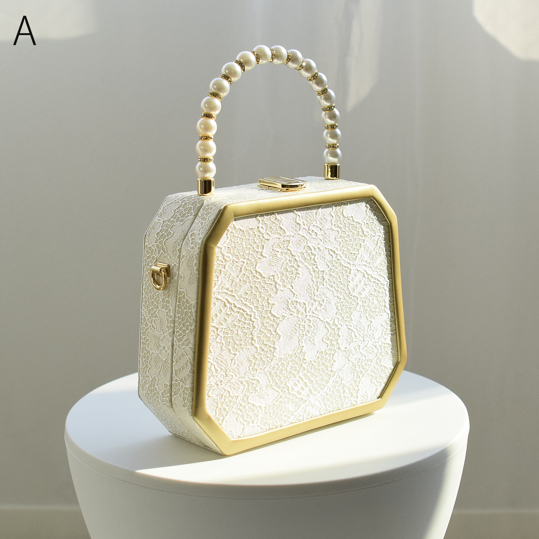 バッグ 成人式 ジャガード パールハンドル オクタゴンバッグ 和洋兼用