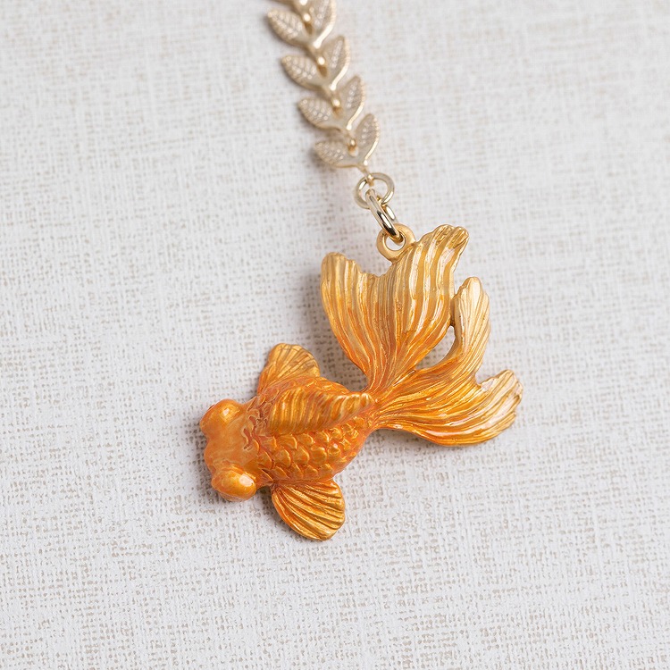 帯飾り 数-SUU- レトロモダン系 和装小物 金魚 オレンジ系 ゴールド 出