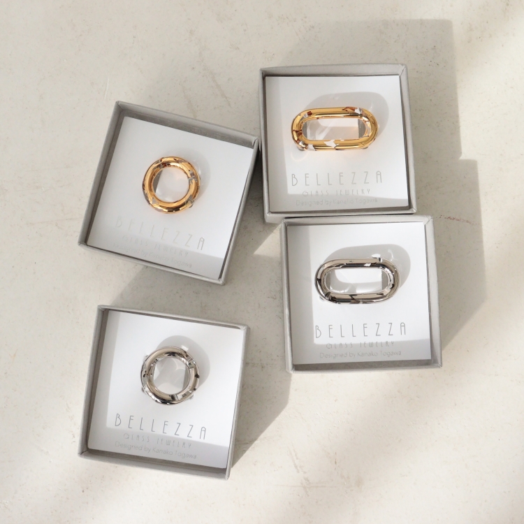 帯留め ガラス BELLEZZA Glass Jewelry レトロ メタリック