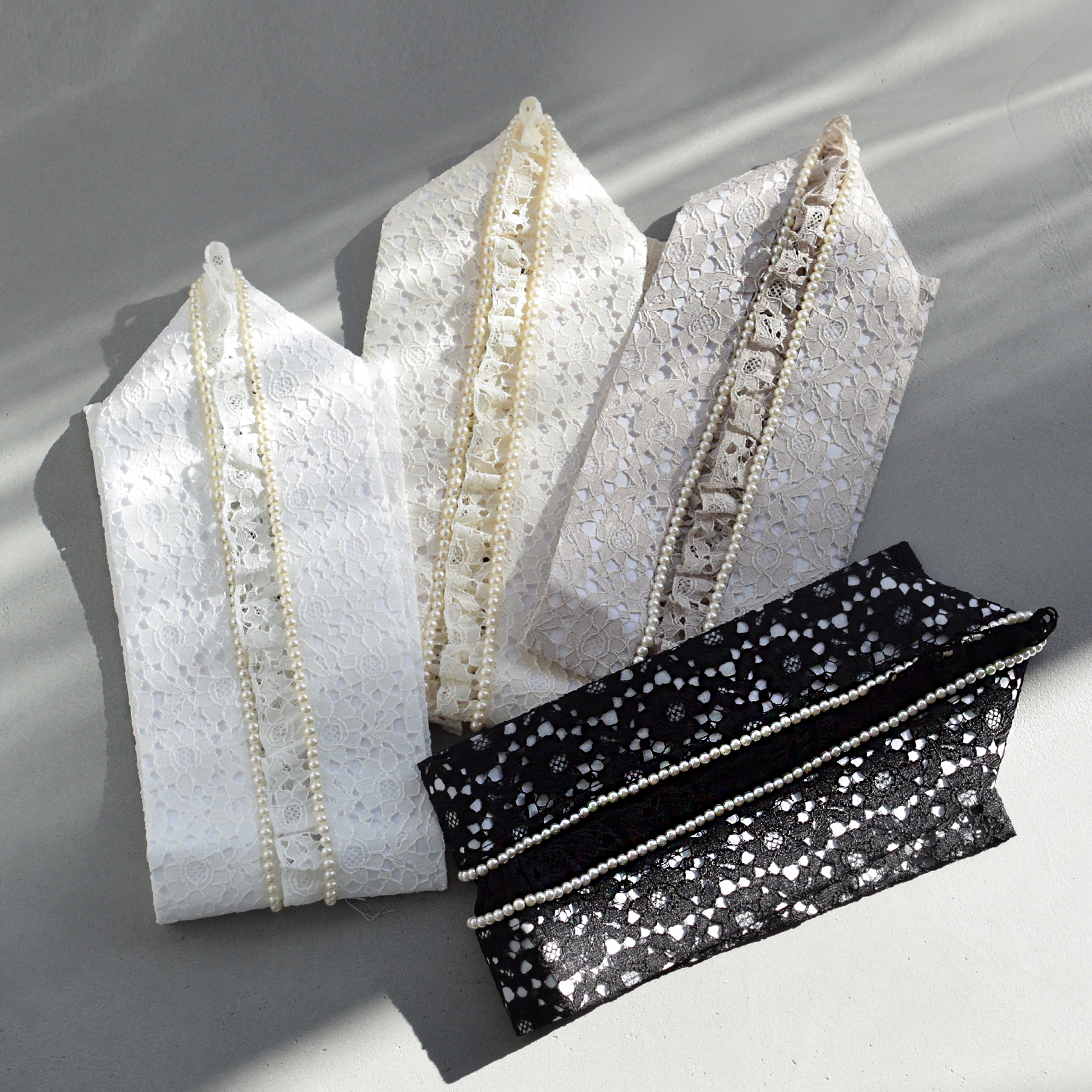 重ね衿 レース＆パール・フリル 選べる4色 重ね衿ピン付き 白 ホワイト