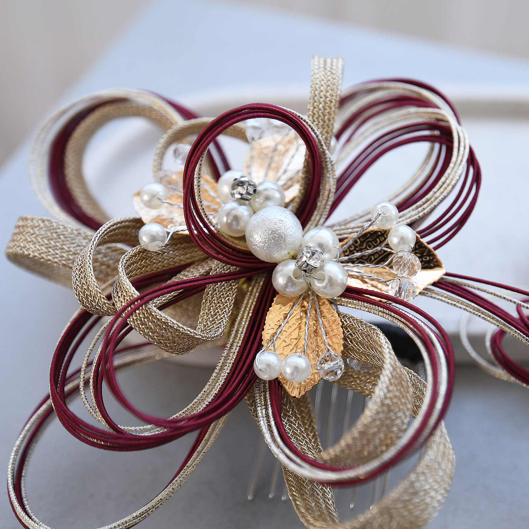 髪飾り 成人式 卒業式 2点セット 水引 パール コーム Uピン ヘアアクセ