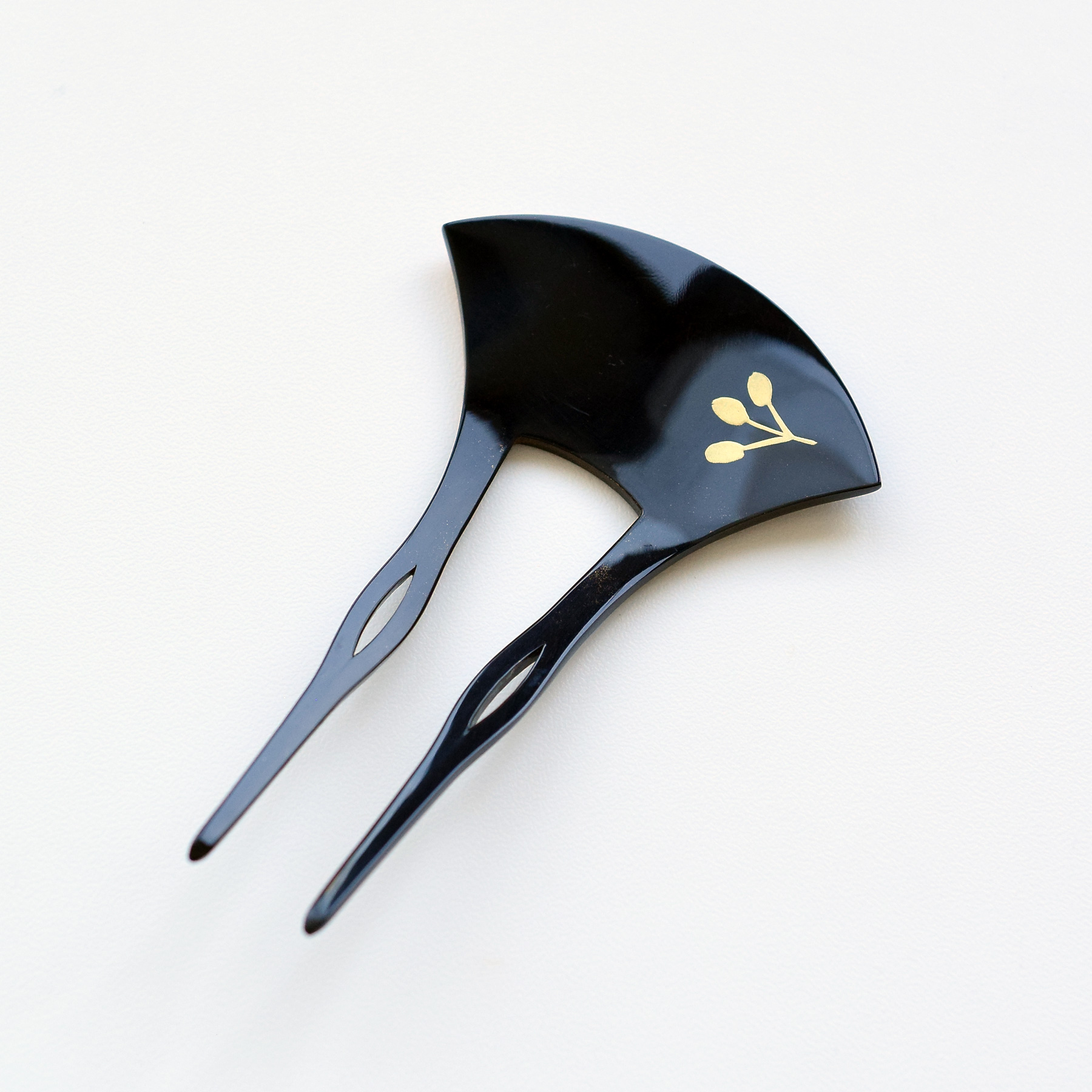 かんざし 日本製 月と萩 髪飾り 簪 蒔絵調 二本差し 髪留め バチ型 扇